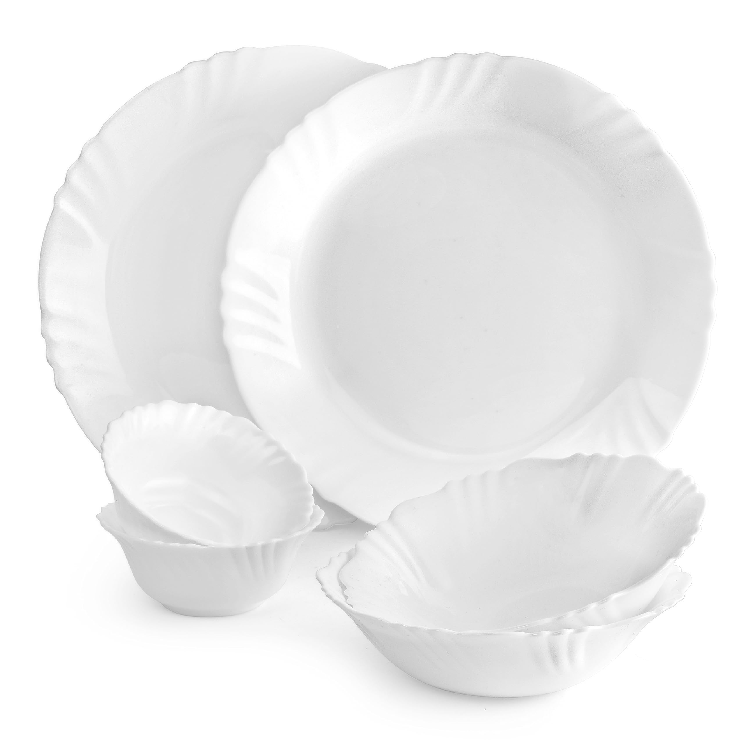 Cello Opalware Imperial Series Plain Dinner Set, 6Pcs | Opal Glass Dinner Set Of 6 | LightWeight, Daily Use Crockery Set For Di