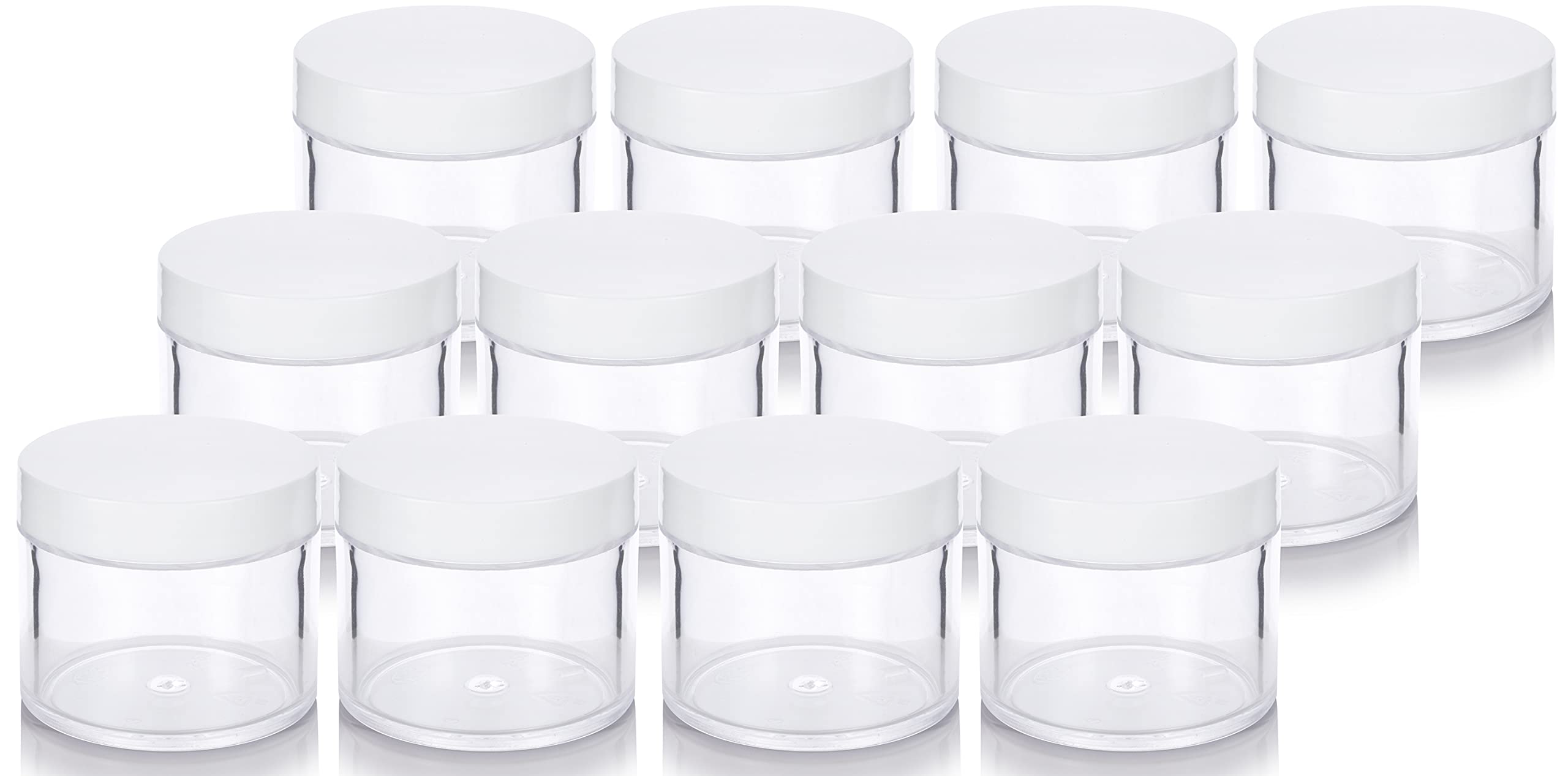 Clear Thick Wall Acrylic Travel Refillable Pot Container Jar With White Foam Lined Lid - 1 Oz / 30 Ml (12 Pack) Samples, Balms,
