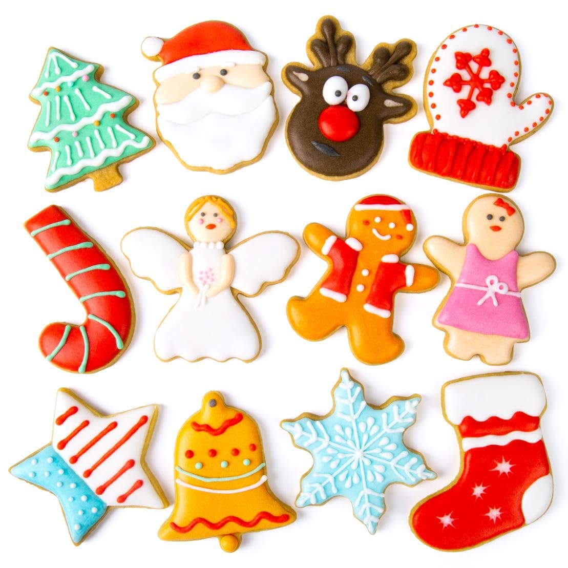 Christmas Cookie Cutters Set, 12 Pieces Stainless Steel Metal Christmas Cookie Cutters Shapes - Gingerbread Men,Christmas Tree,S