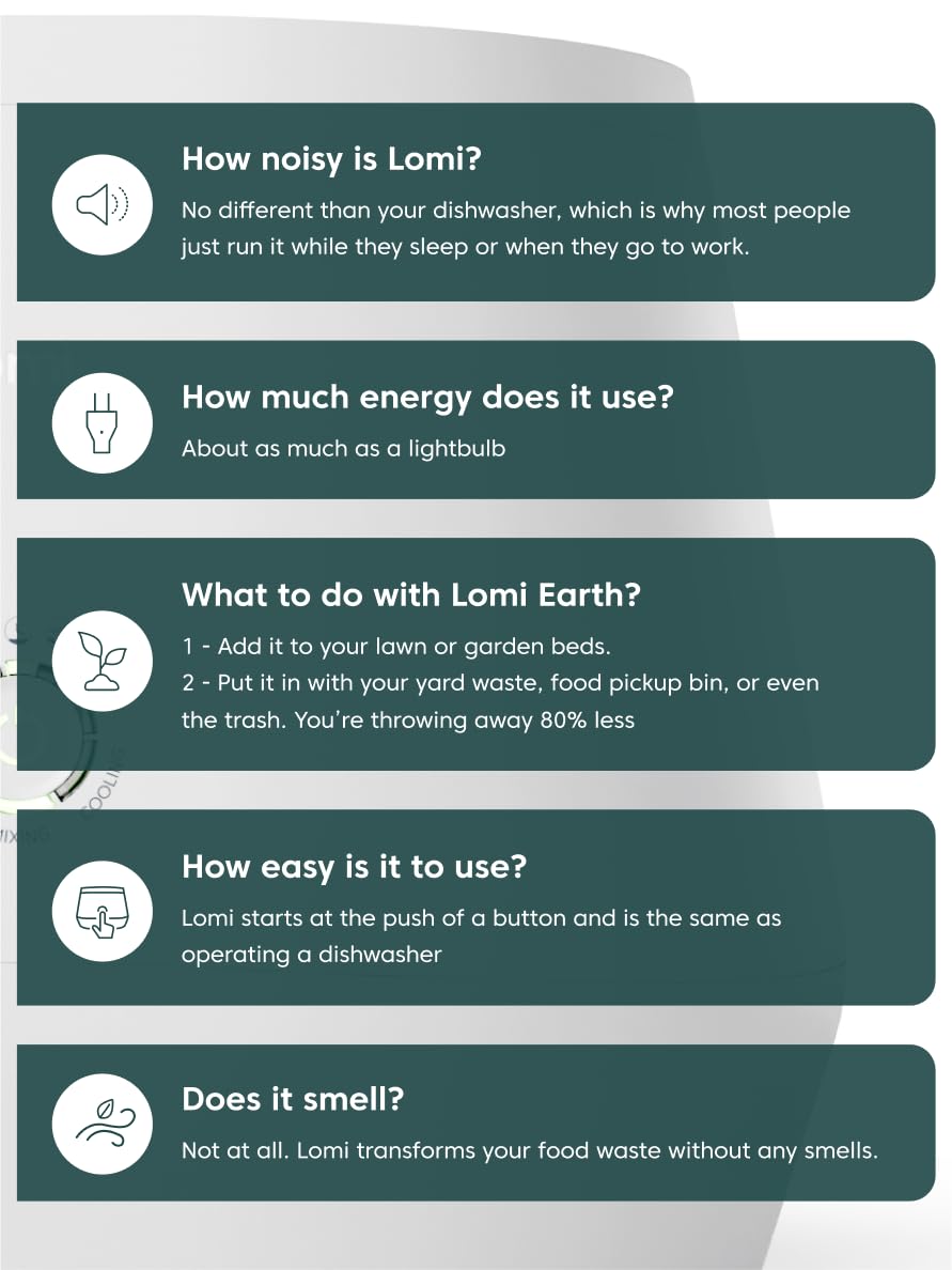 Lomi 1.3 - 3L, Electric Composter (45 Cycles), Worlds First Smart Waste That Turns Waste Into Natural Fertilizer With A Single B