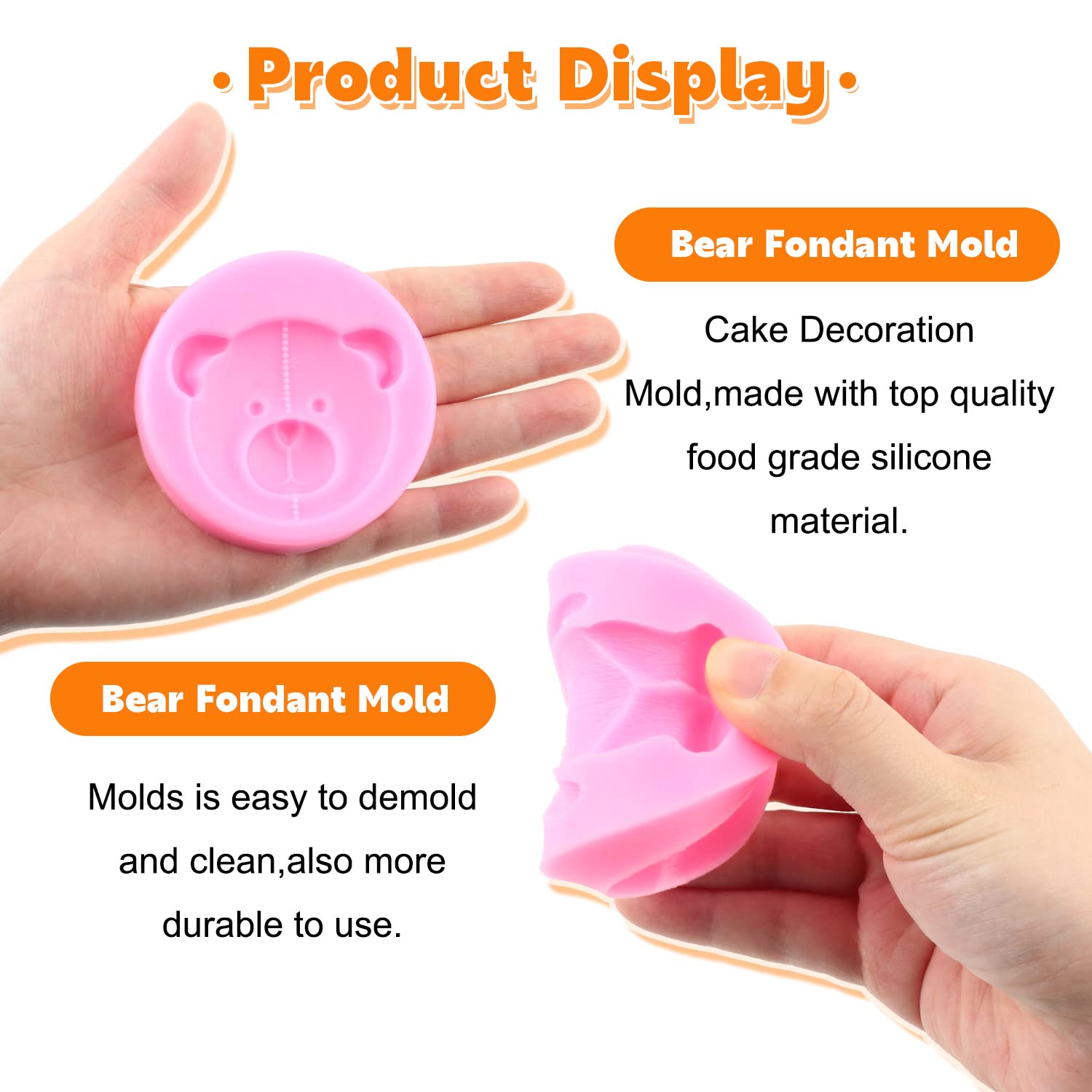 Rfghac Bear Silicone Fondant Molds For Cake Decorating Candy Chocolate Gum Paste Crafting Polymer Clay Set Of 5