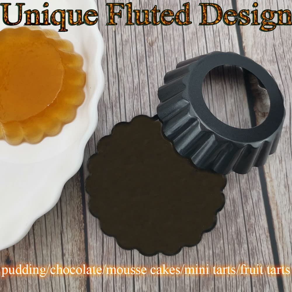 Datanya 12Pack Mini Tart Pans Removable Botttom 3 Inch Tart Pan, Round Nonstick Carbon Steel Fluted Quiche Pie Tart Pan For Baki