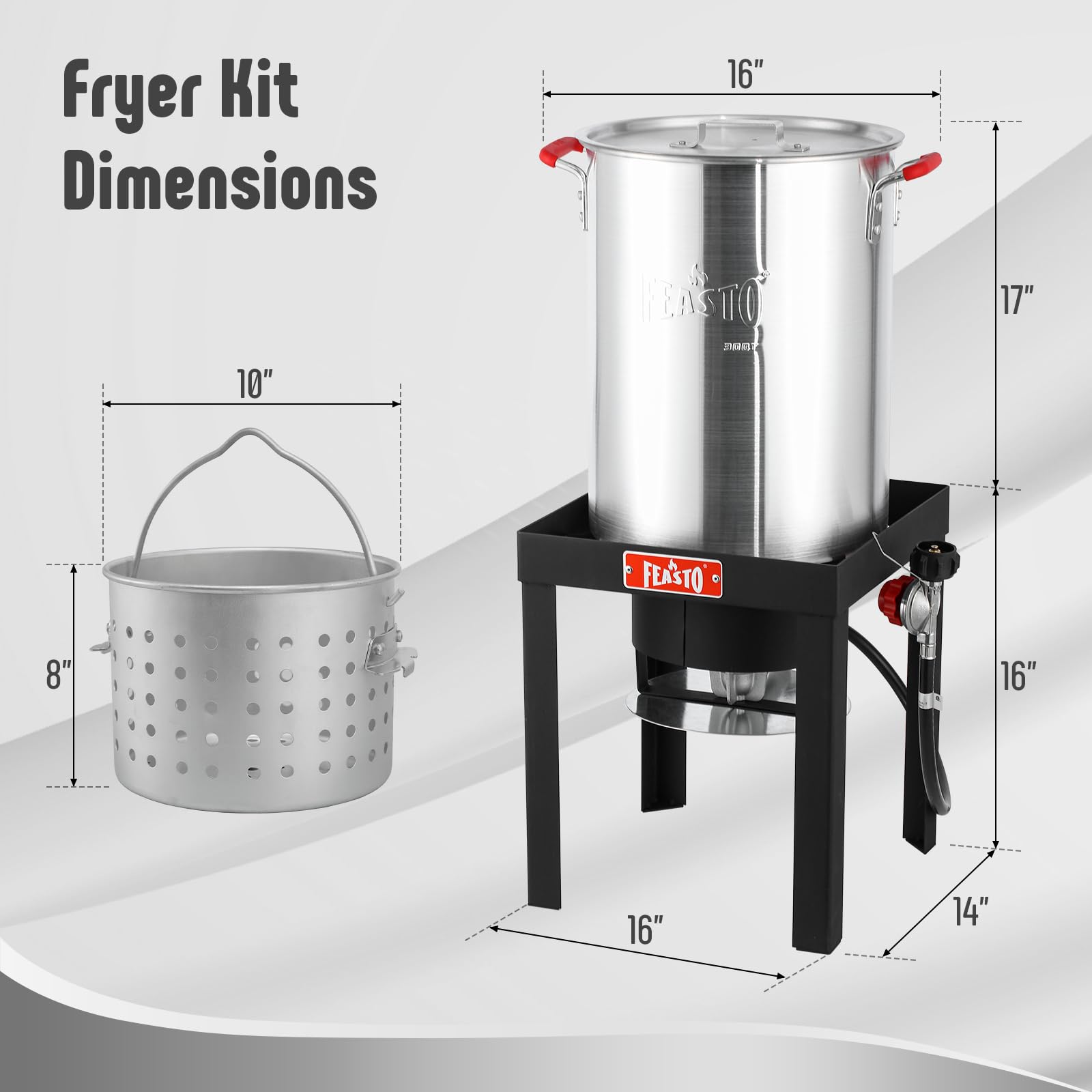 Feasto 30QT Turkey Fryer, Aluminum Deep Fryer & Seafood Crawfish Boiler Steamer with Basket, CSA Certified 50,000BTU for Outdoor