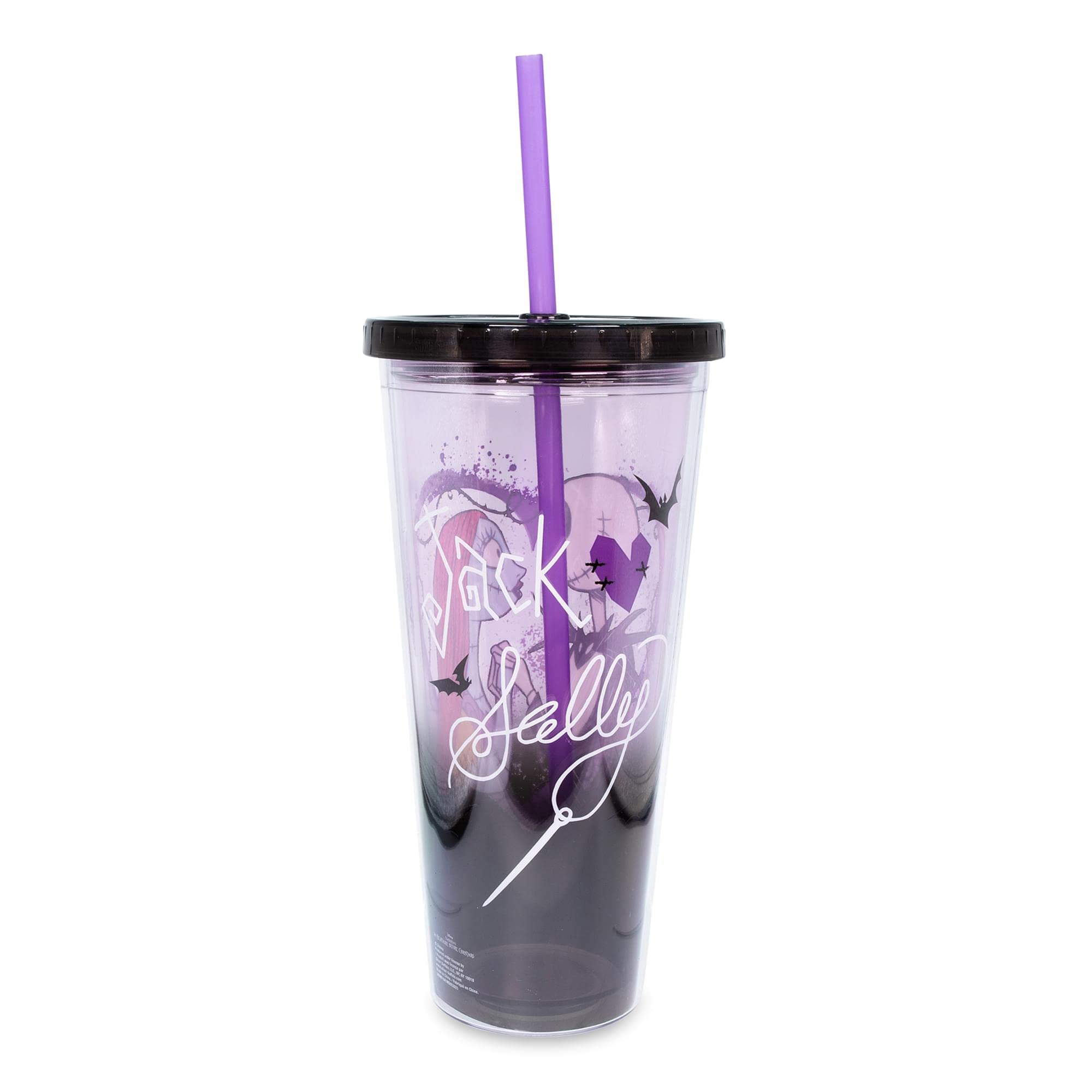 Disney The Nightmare Before Christmas 24-Ounce Carnival Cup With Reusable Straw And Leakproof Lid | Plastic Cold Cup For Boba Mi