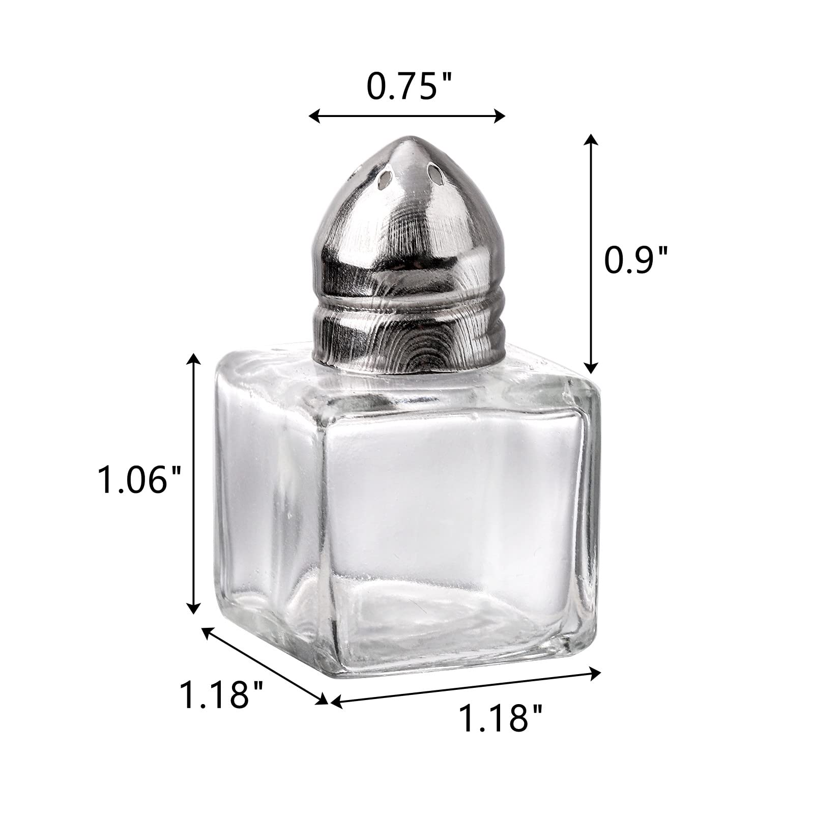 Zeayea Set Of 24 Small Salt And Pepper Shakers, 0.5 Oz Mini Glass Seasoning Jars With Funnel, Glass Cube Body Spice Shakers For