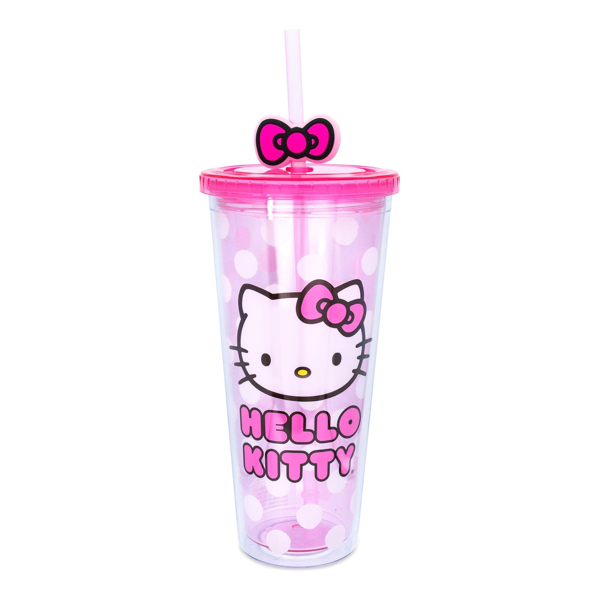 Sanrio Hello Kitty Face Carnival Cup With Lid And Topper Straw  Holds 24 Ounces