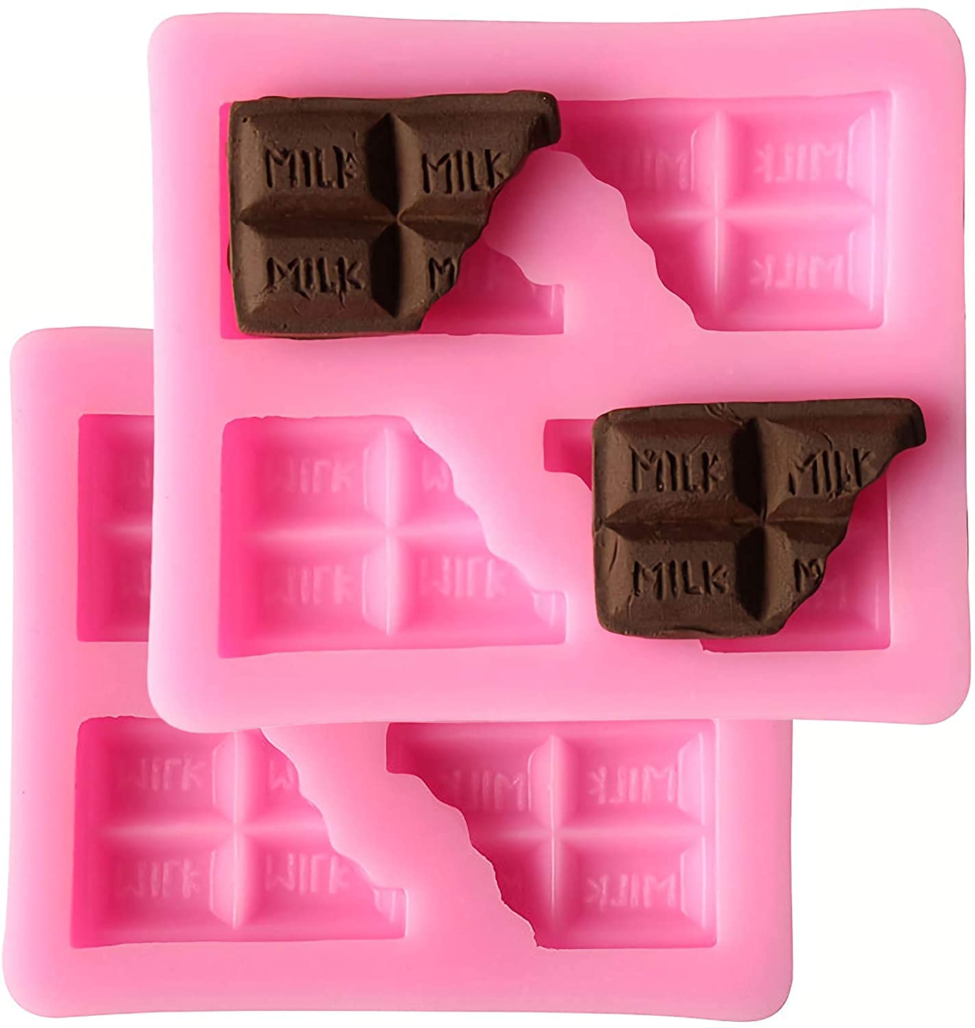 2Pcs Half Chocolate Shape Silicone Molds For Diy Fondant Candy Making Chocolate Mold Lollipop Desserts Ice Cube Gum Clay Soap Bi