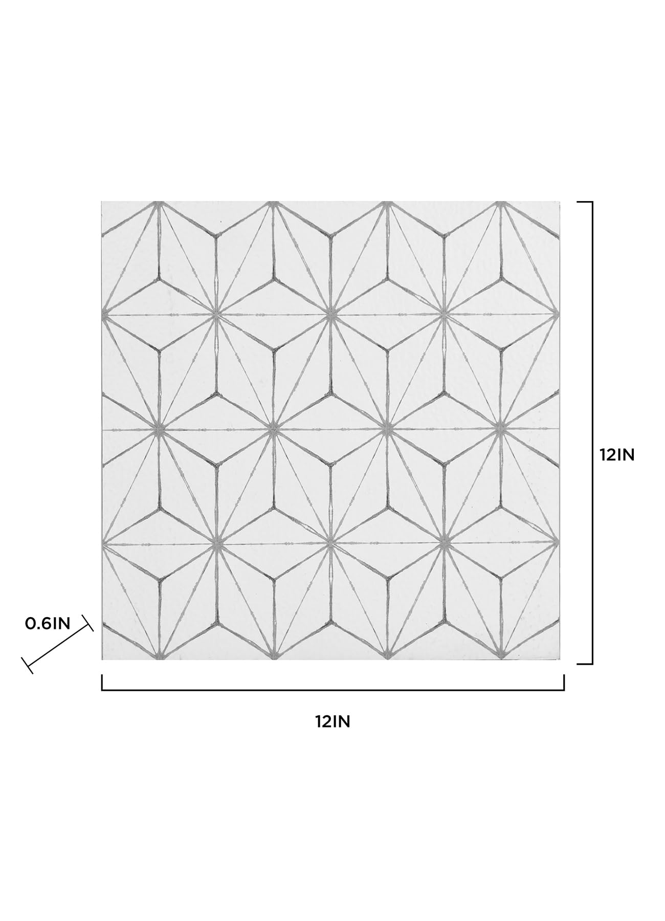 FloorPops Kikko Peel and Stick Floor Tiles, Vinyl, 60"L x 24"W, White/Off-White, Model FP2481