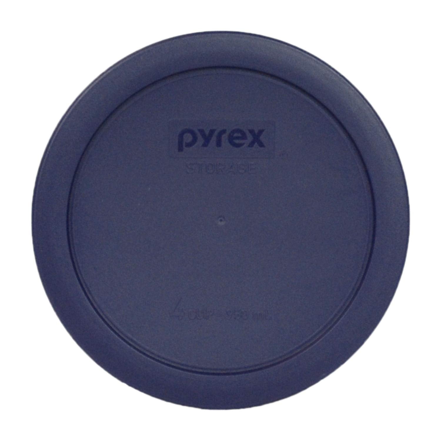 Pyrex 7201-PC 4-Cup Navy Blue Round Replacement Lids - 3 Pack, Genuine Plastic, Made in the USA