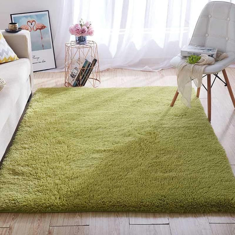 Gem Carpets Soft Modern Shag Area Rugs Fluffy Living Room Carpet Comfy Bedroom Home Decorate Floor Kids Playing Mat Green(6X9 Fe