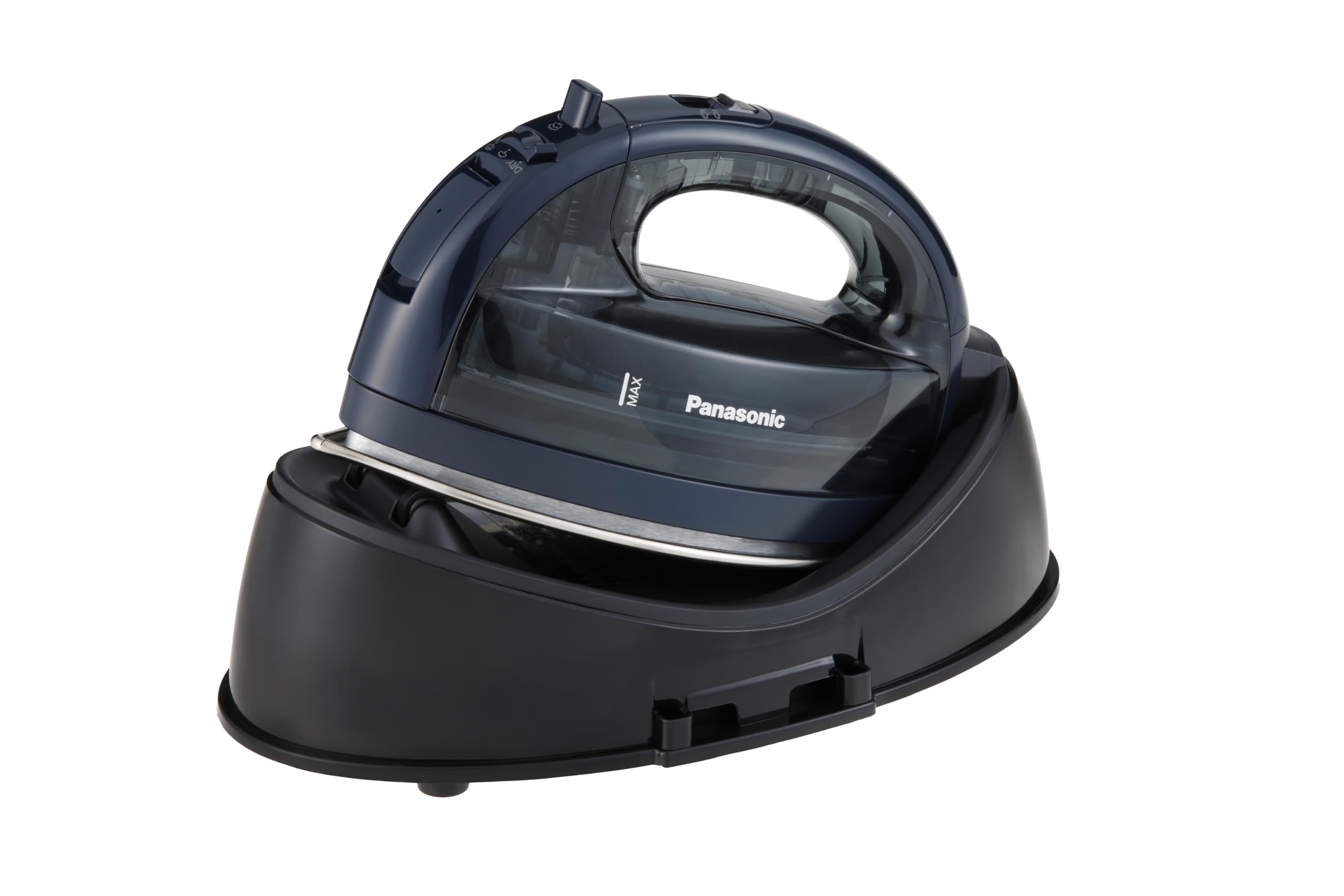 Panasonic NI-WL700A Cordless Steam/Dry Iron, 1500W Wide Stainless Steel Plate, Black/Dark Blue