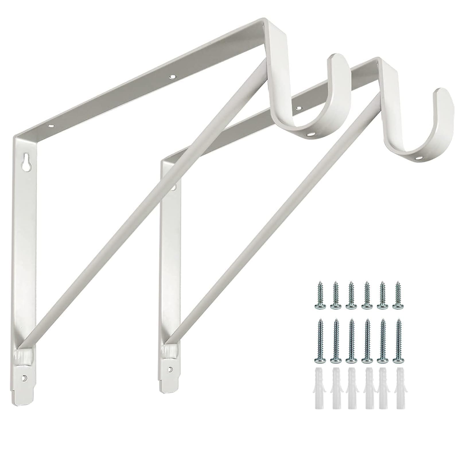 2 Pack Heavy Duty Closet Shelf And Rod Brackets,Shelf Brackets Clothes,Closet Shelves Bracket With Rod Shelving Support,With Scr