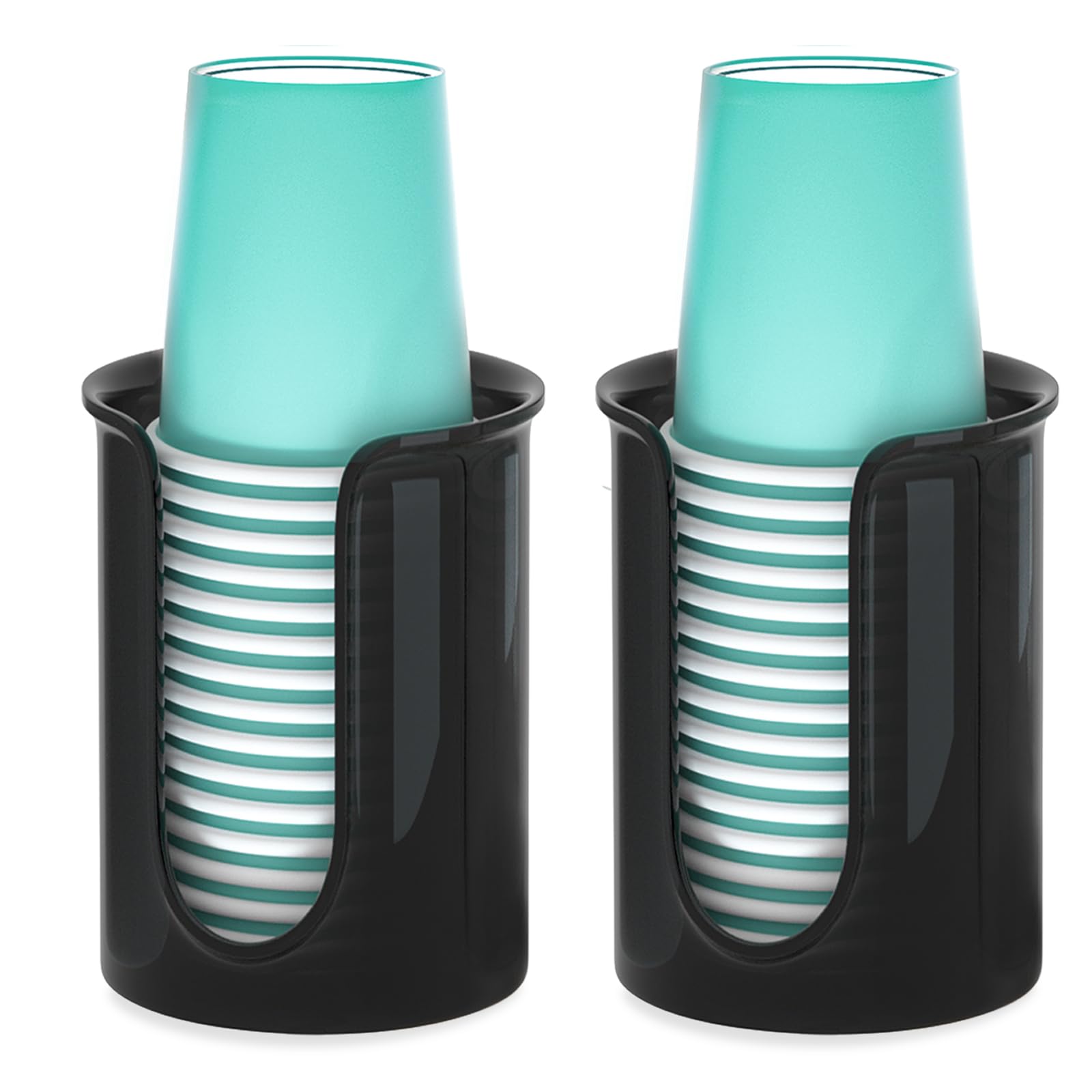 Byaway 5 Oz Bathroom Cup Dispenser Black, Disposable Mouthwash Cups Holder Fit 5Oz Paper Cups,Countertop Bathroom Cup Holder Mou