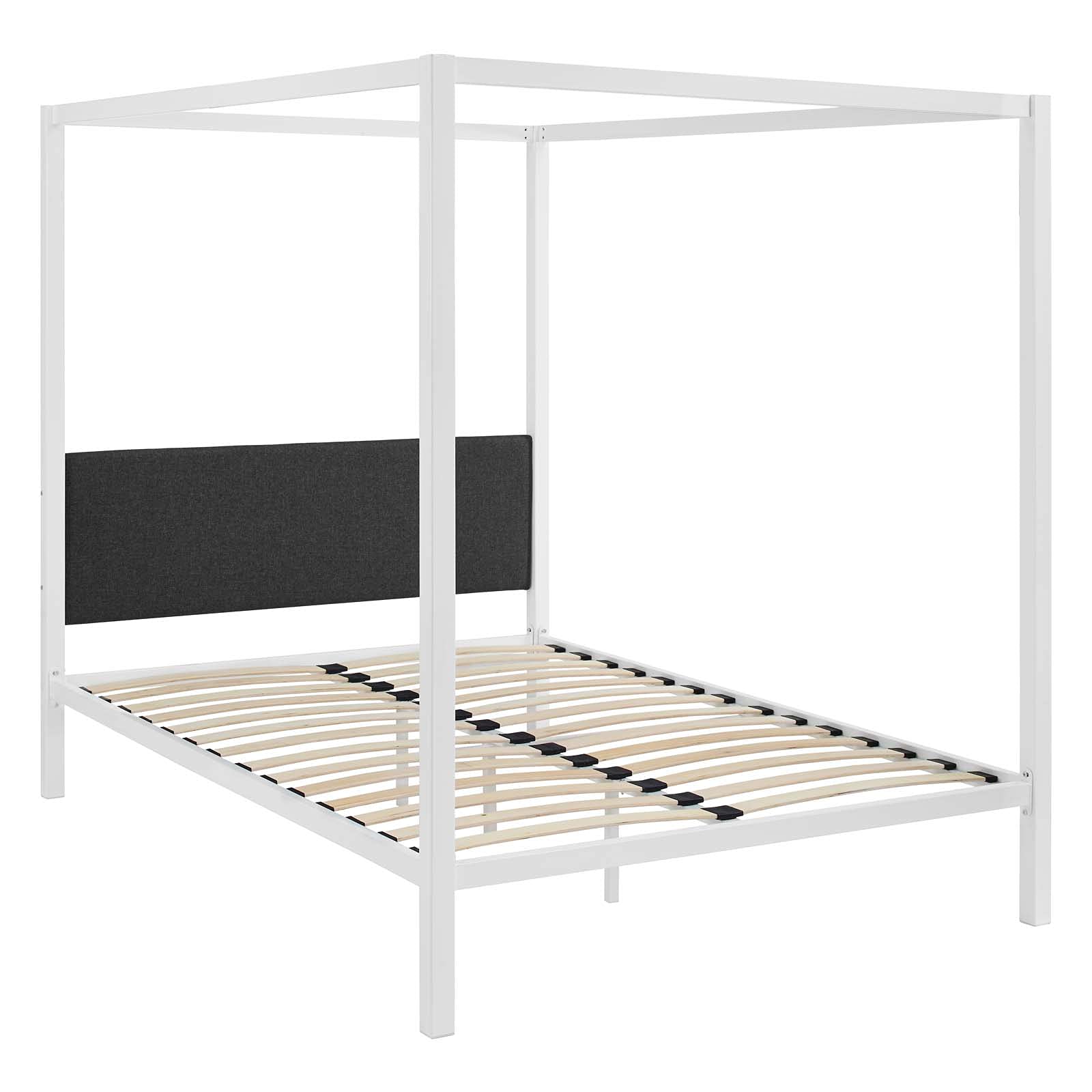 CasaFoyer  Raina Queen Canopy Platform Bed | Rustic Charm | Sturdy Steel Frame | Supports 1323 lbs | No Box Spring Needed | Mattress Not Included