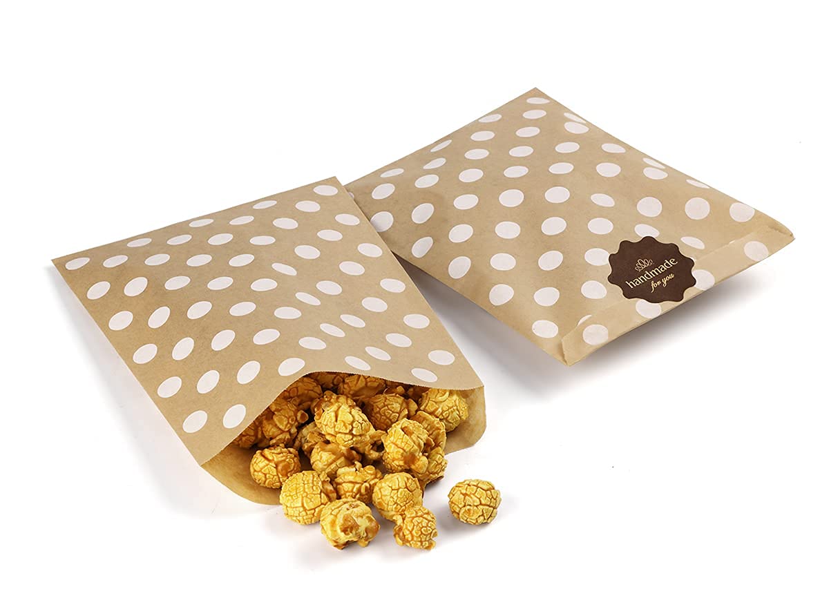 Bagdream 5.5X7.75 Inches Kraft Paper Bags Pack Of 100 Flat Greaseproof Paper Bags Greaseproof Envelopes, Paper Snack Bags Cookie