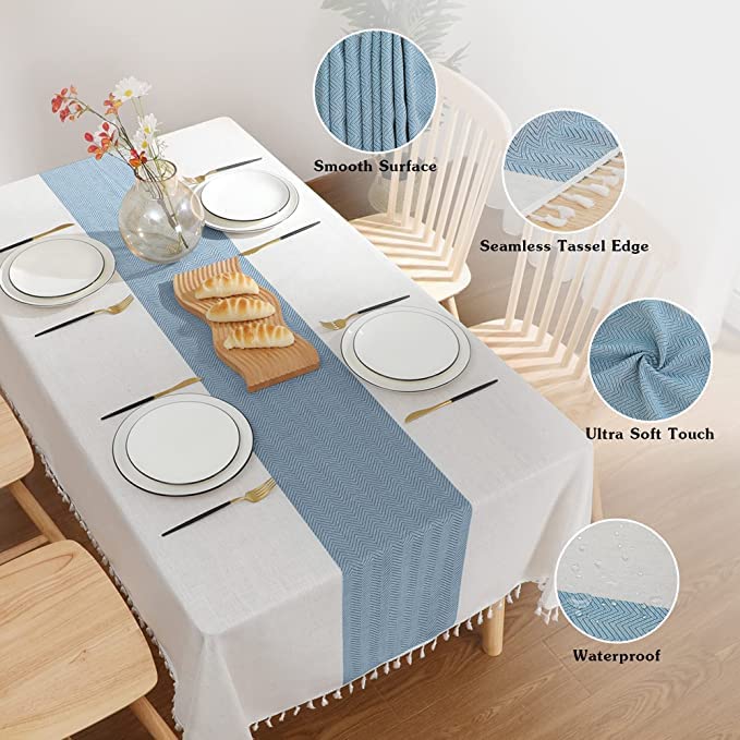 Jiale Tablecloths For Rectangle Tables,Cotton Linen Table Cloth Waterproof Tablecloth Wrinkle Free Farmhouse Dining Table Cover,