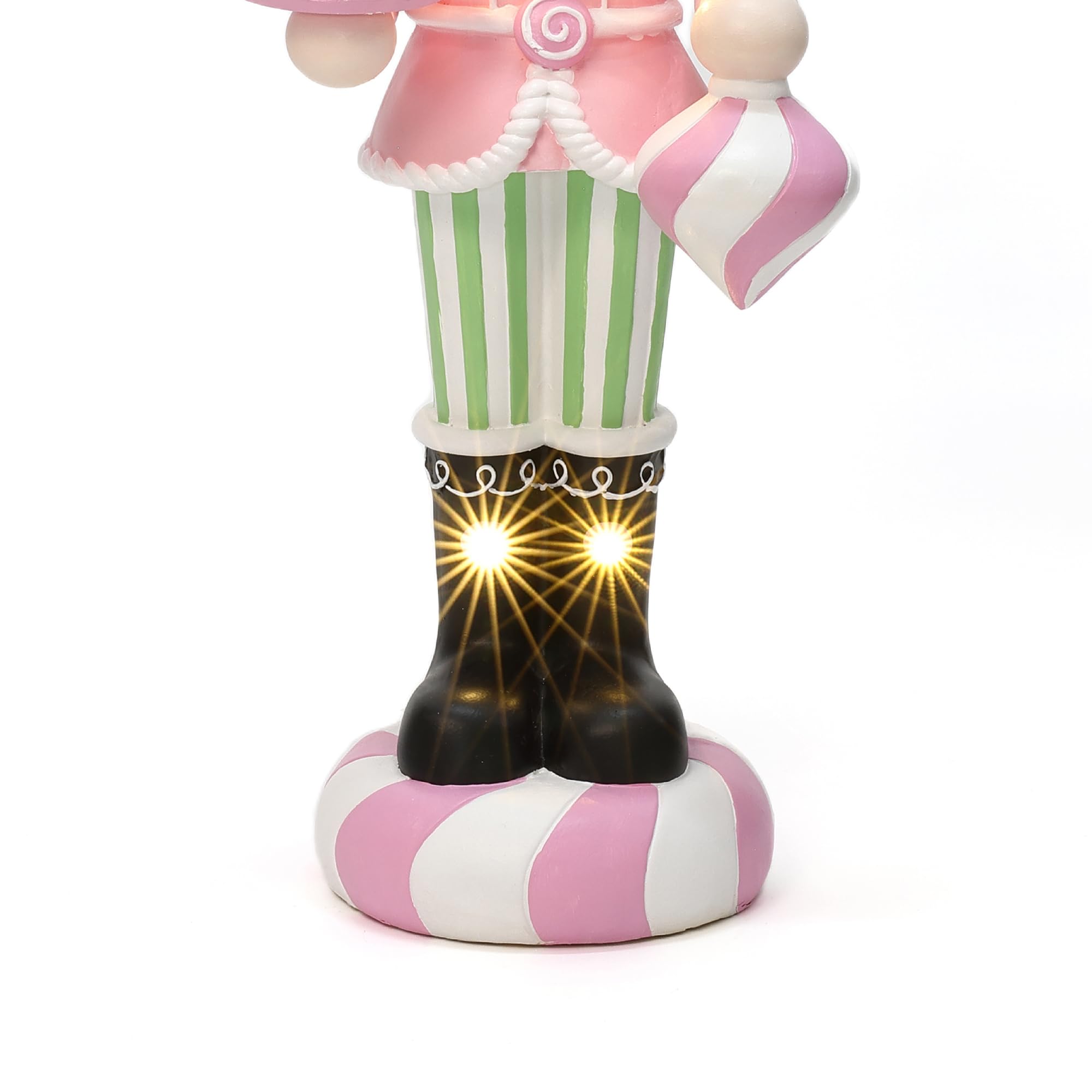 LuxenHome 2FT Tall Nutcracker Christmas Decoration, Candy Theme Large Nutcracker Soldier Decoration with Candy Tree, Lighted Chr