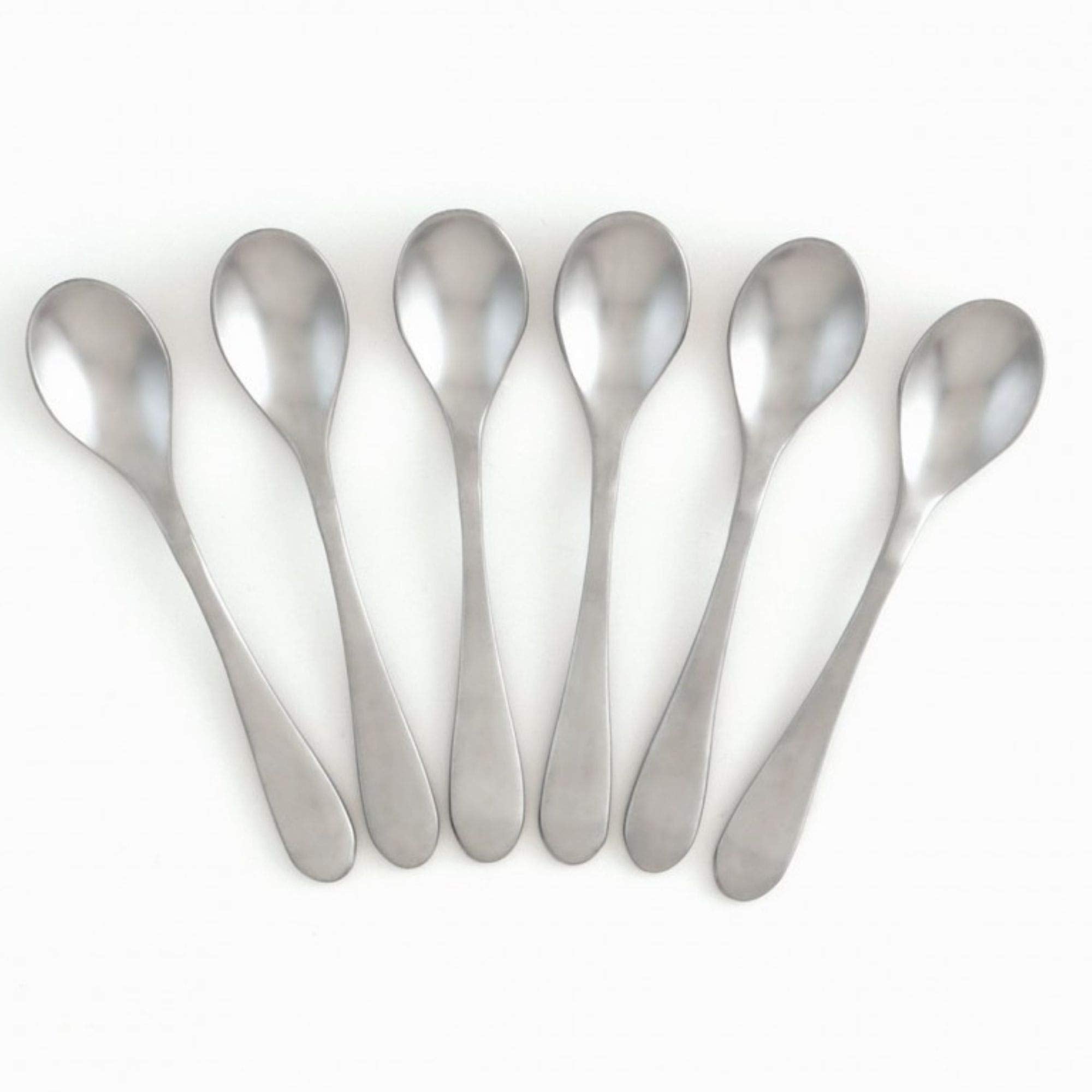 Knork Stainless Steel Demitasse Spoon (Set Of 6), Matte Silver, Tiny Coffee-Appetizer Specialty Spoons, Specialty Demitasse