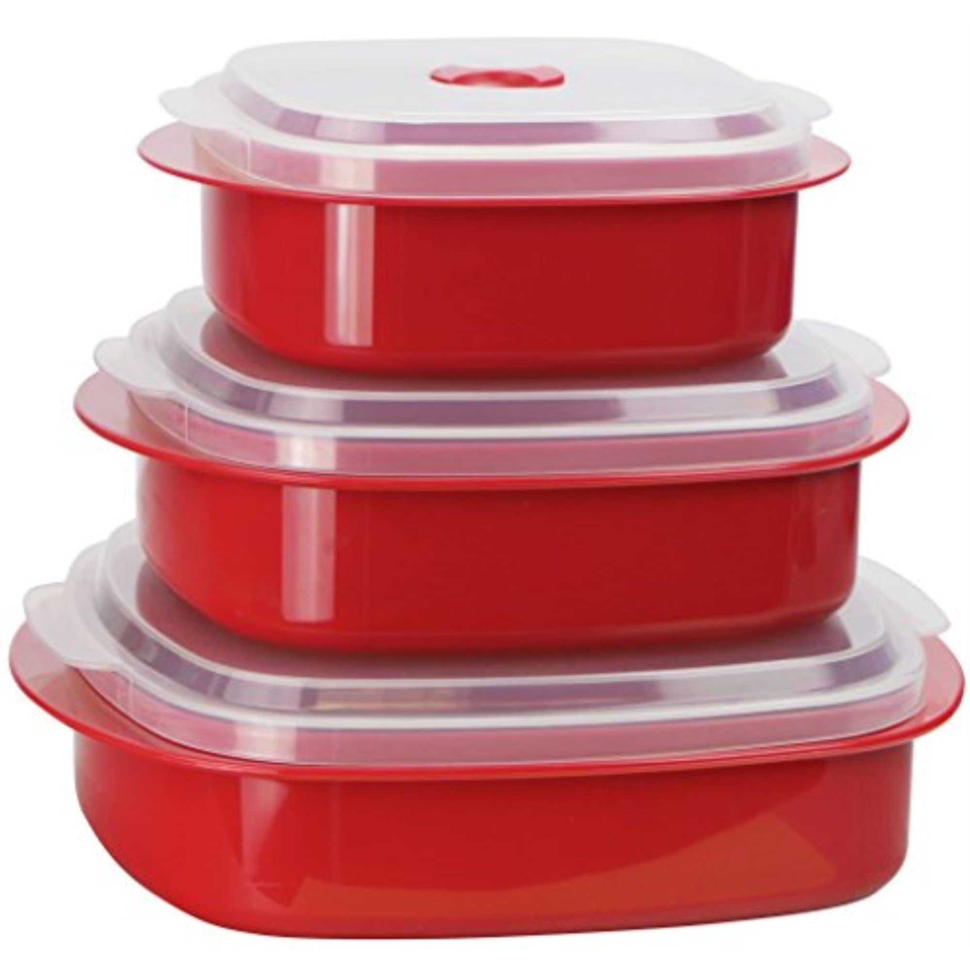 Reston Lloyd Nesting Microwave Containers, Set Of 3, Adjustable Steam Vents, Airtight, Meal Prep, Durable Bpa-Free Plastic- Free