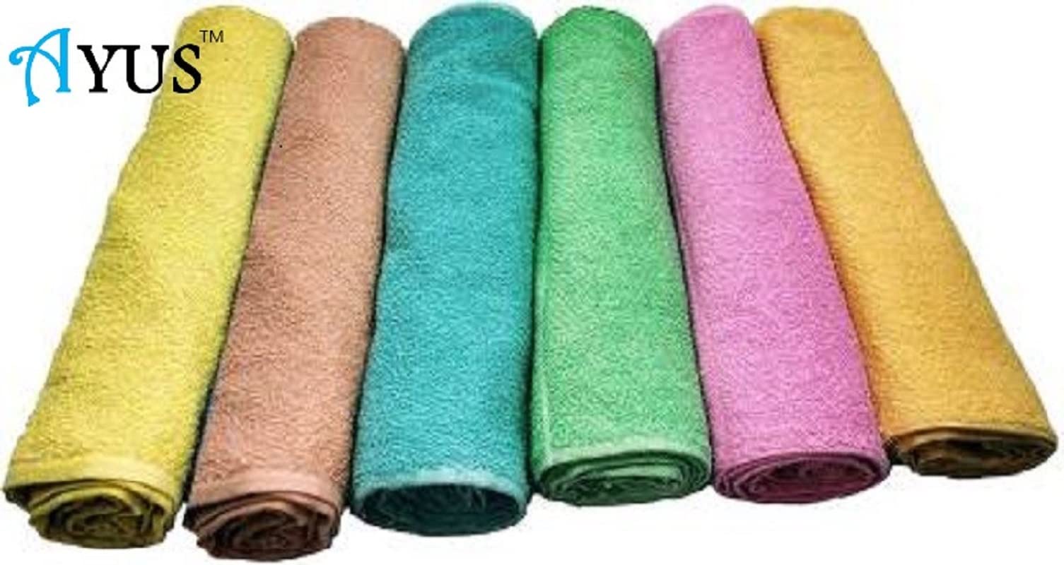 Ayus Cotton Hand Towel 450 Gsm, Multicolor (Pink, Green, Blue, Orange, Yellow, Brown) Ultra Soft And Super Absorbent (Set Of 6)