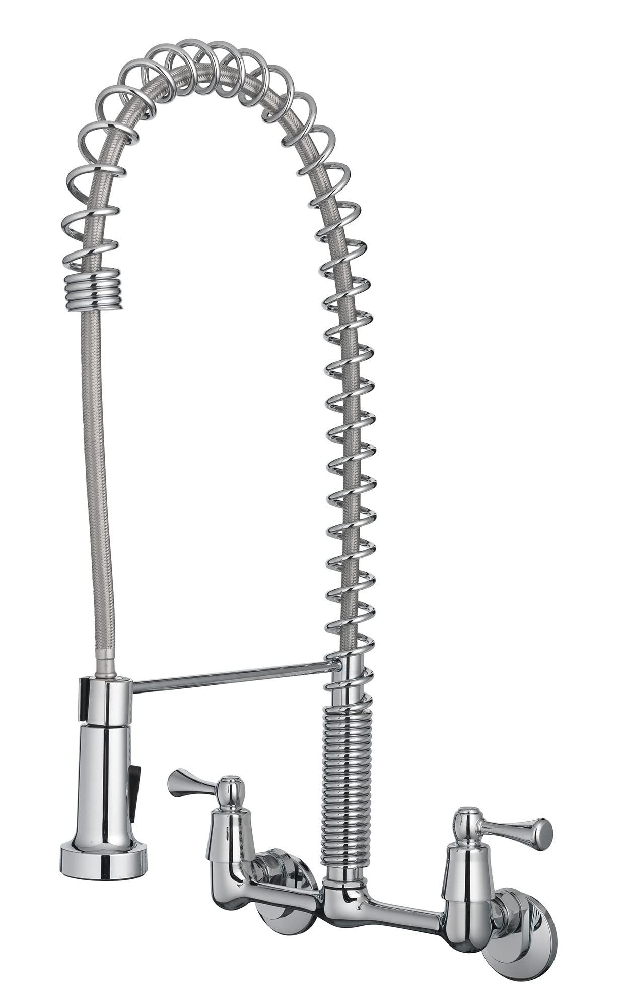 Tosca 255-K821-T Dual Handle Commercial Style Wall Mount Kitchen Faucet with Pull Down Nozzle - Chrome