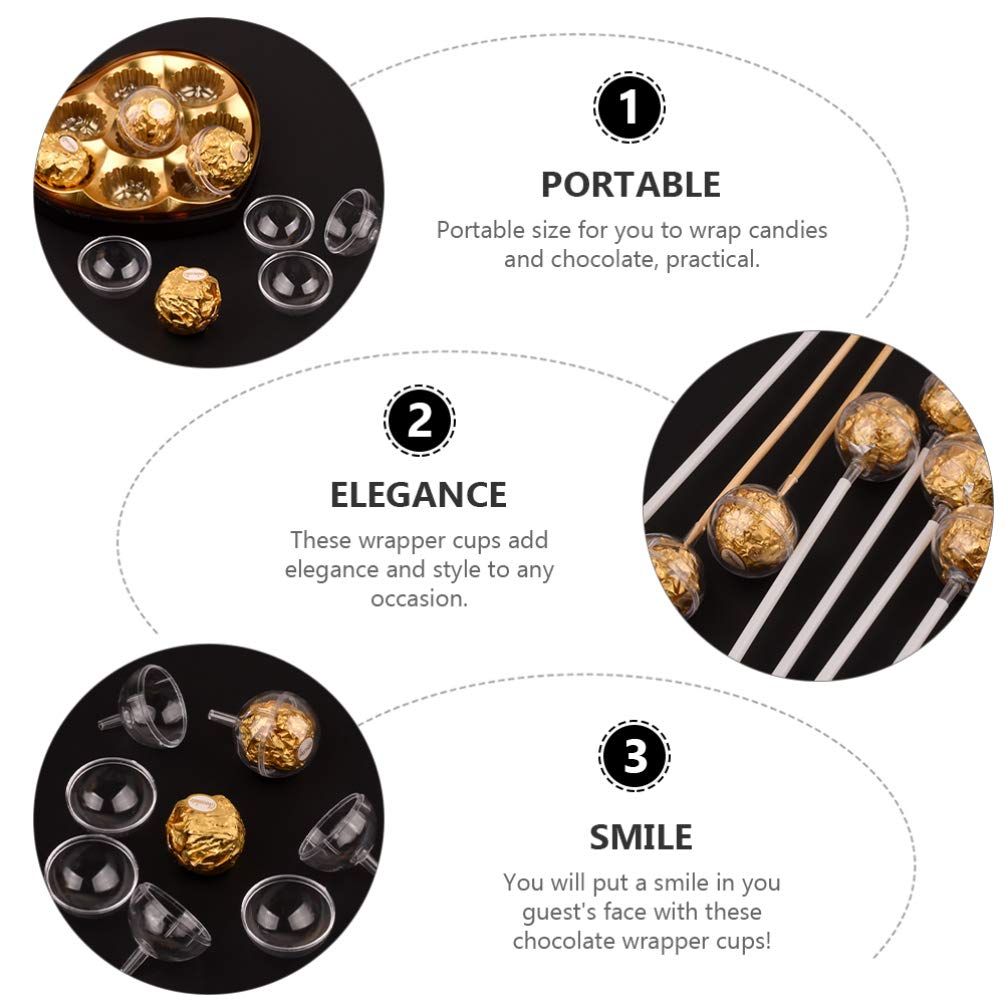 Healifty 50Pcs Clear Chocolate Holder Mini Chocolate Packaging Box Muffin Cupcake Holders Candy Case Flower Support Rack For Wed