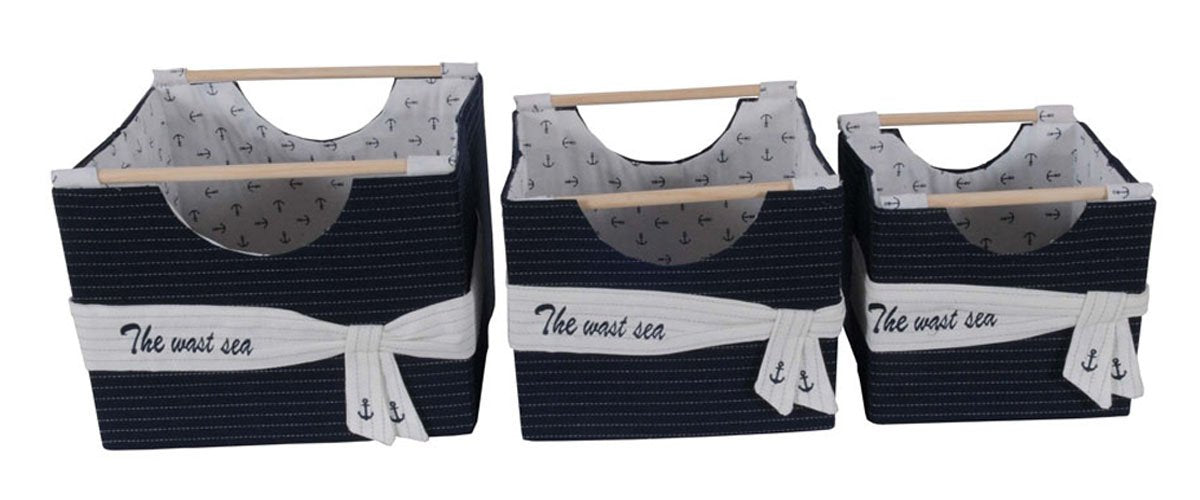 Anne Home - Set of 3 Foldable Fabric Baskets in Several Sizews