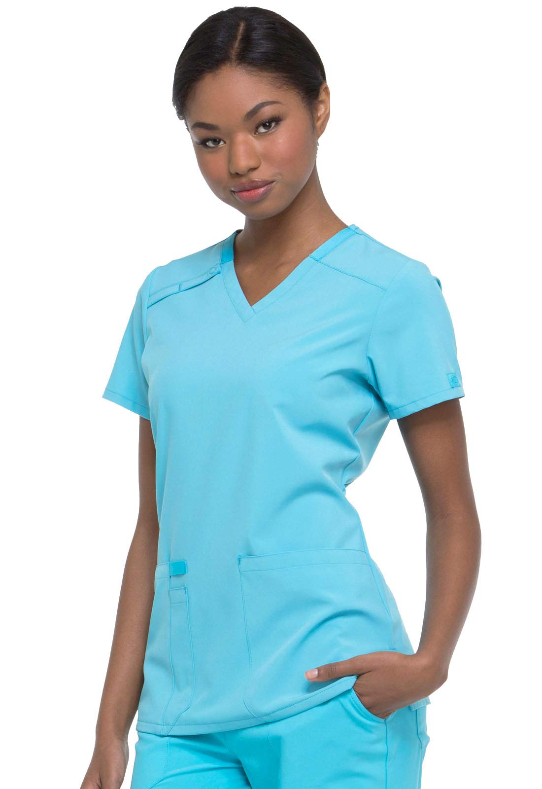 Dickies Eds Essentials Scrubs, V-Neck Womens Tops With Four-Way Stretch And Moisture Wicking Dk615, Xs, Turquoise