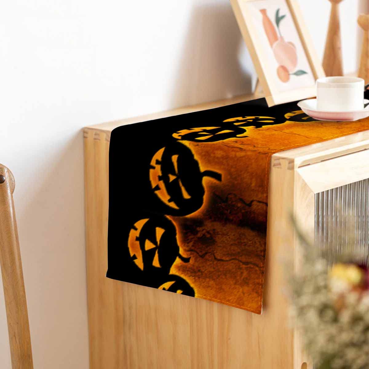 Hosnye Table Runner Halloween Evil Pumpkin,Cotton Linen Table Runner Decoration For Kitchen Family Dinner Table Holiday Party Fa