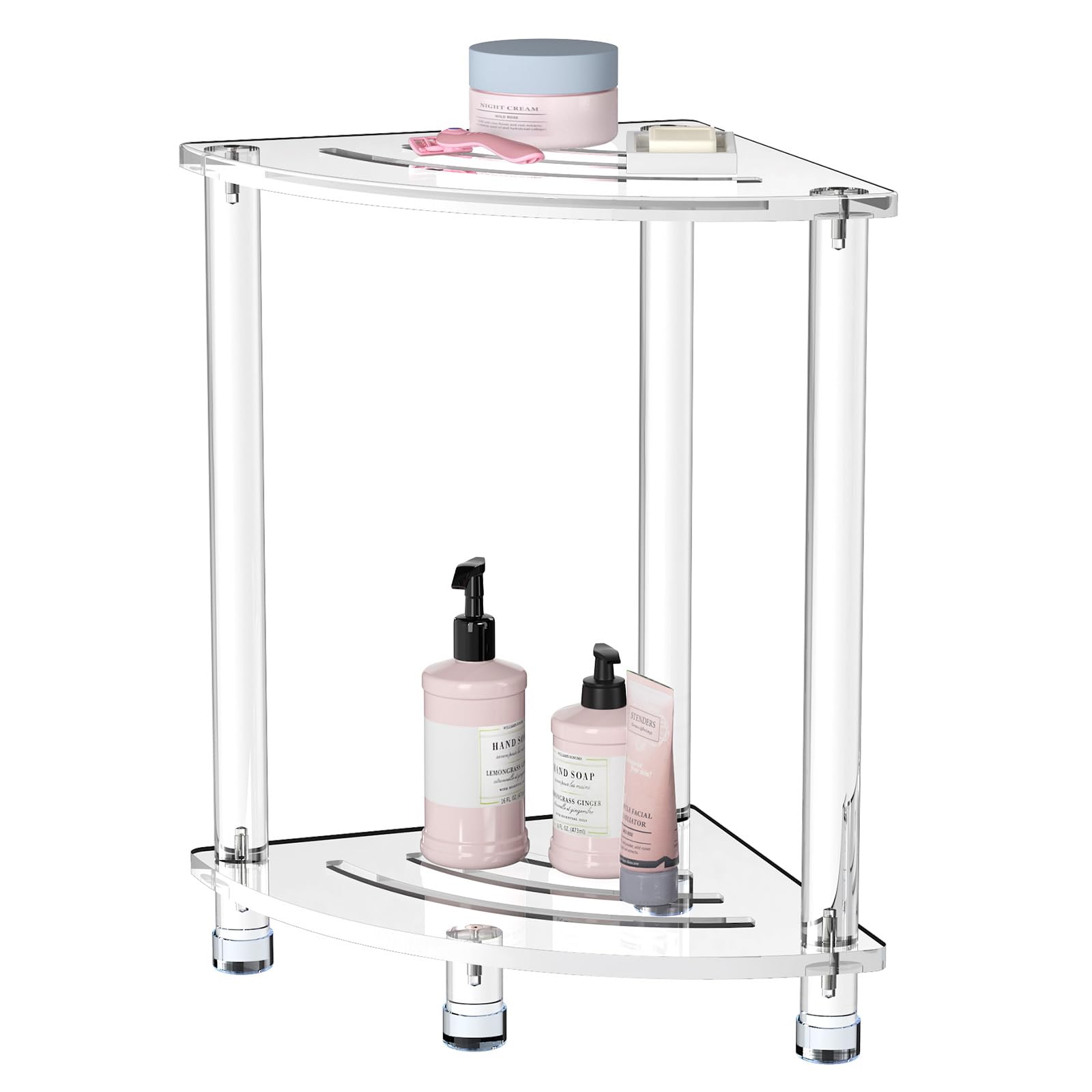 Sumerflos Acrylic Corner Shower Stool For Inside Shower - Clear Small Shower Bench For Shaving Legs Seating Waterproof Heavy Dut