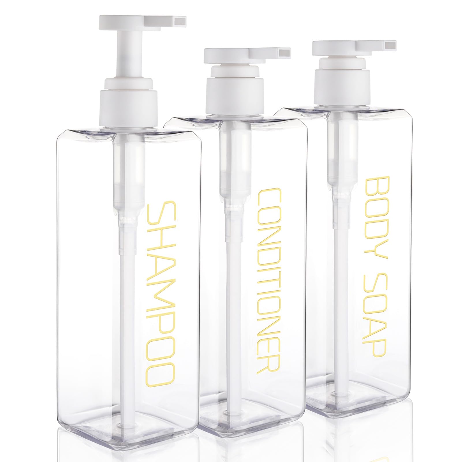 Shampoo And Conditioner Dispenser Shower Soap Bottles 3 Pack 550Ml/18.6Oz Refillable Shampoo Pump Bottle Dispenser Plastic Empty