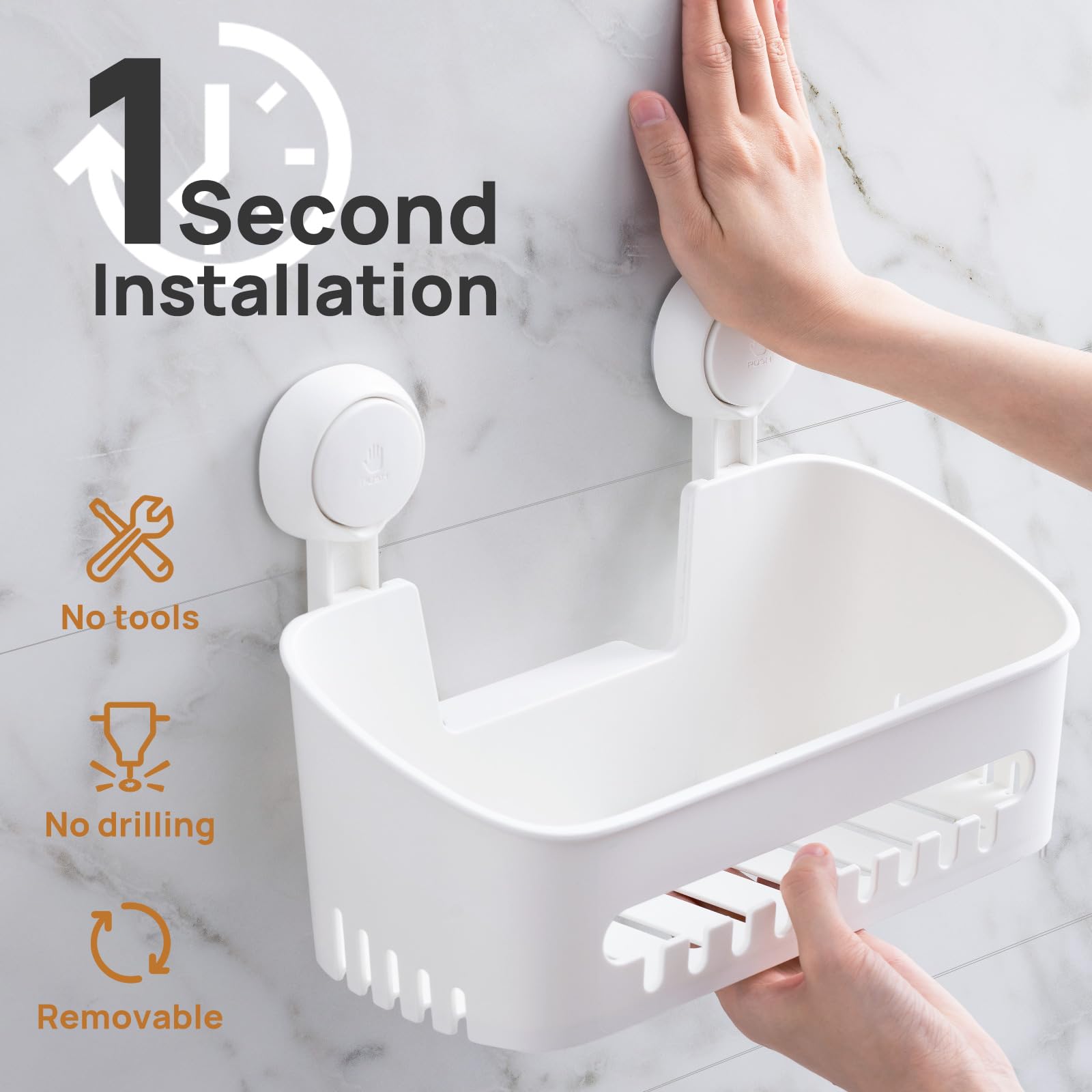 Leverloc Shower Caddy Suction Cup Shower Shelf Shower Basket Suction Pack Of 2 One Second Installation Removable Powerful Suctio