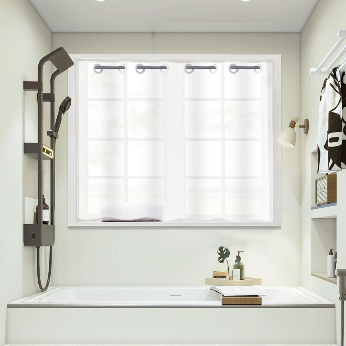 Yisure Plastic Frosted Peva Bathroom Window Curtain, No Hook Needed Short Peva Privacy Waterproof Shower Curtain For Shower Room