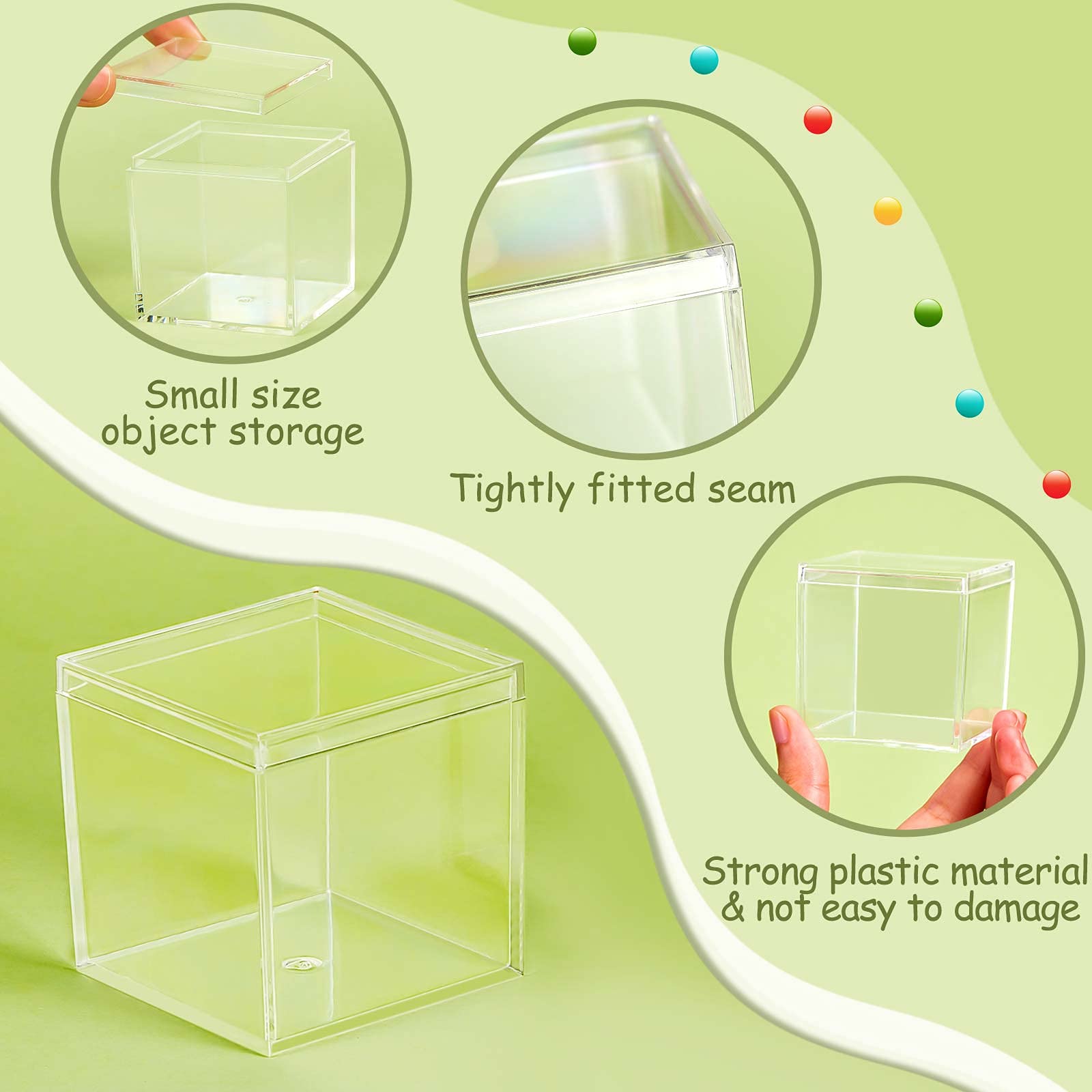 Blulu 8 Pieces Clear Acrylic Plastic Jewelry Box Mini Storage Box Mini Cube Containers with Lids for Candy and Tiny Jewelry(2.6