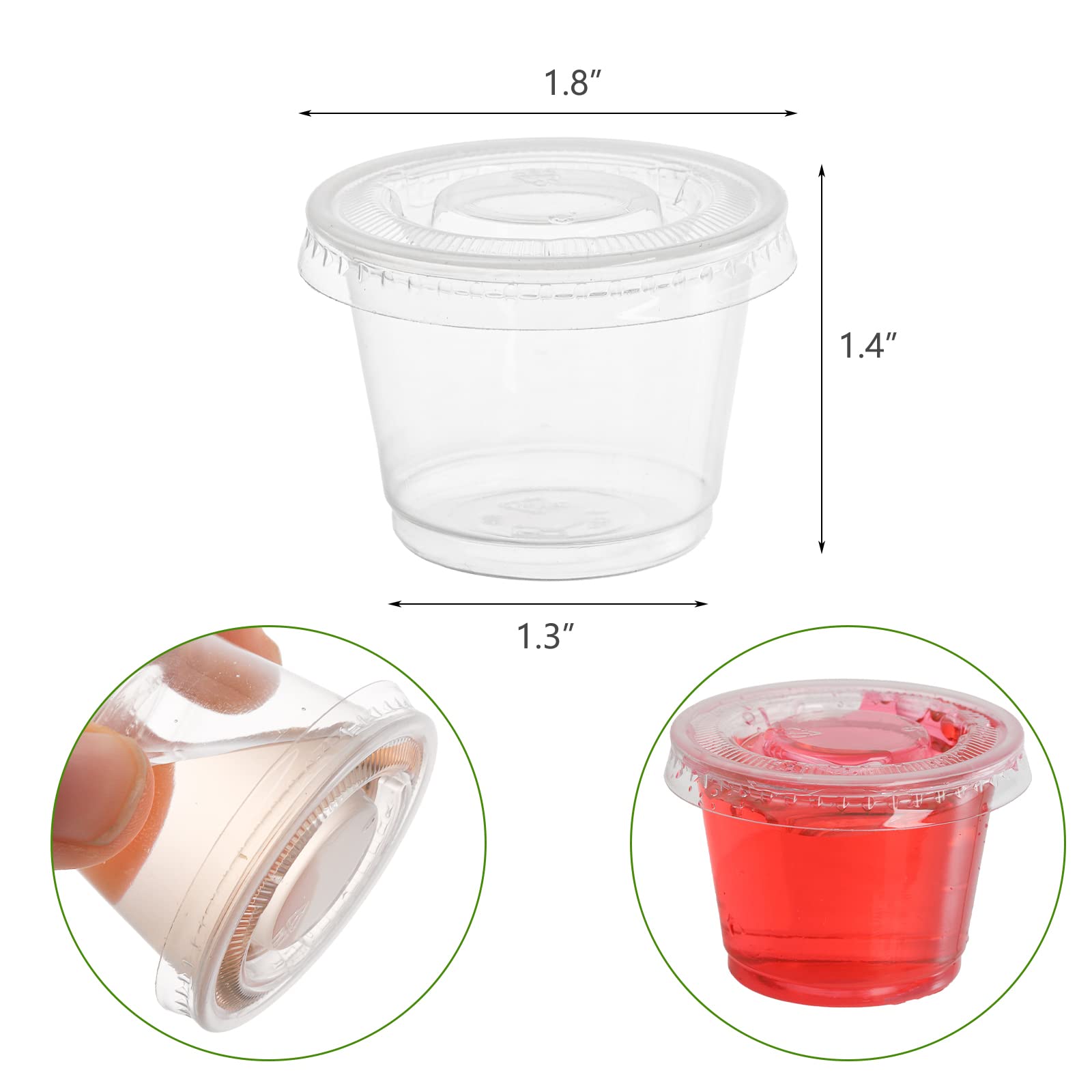 Hedume 600 Sets 1 Oz Disposable Portion Cups With Lids, Clear Jello Shot Cups, Plastic Souffle Portion Cups, Sampling Cups With