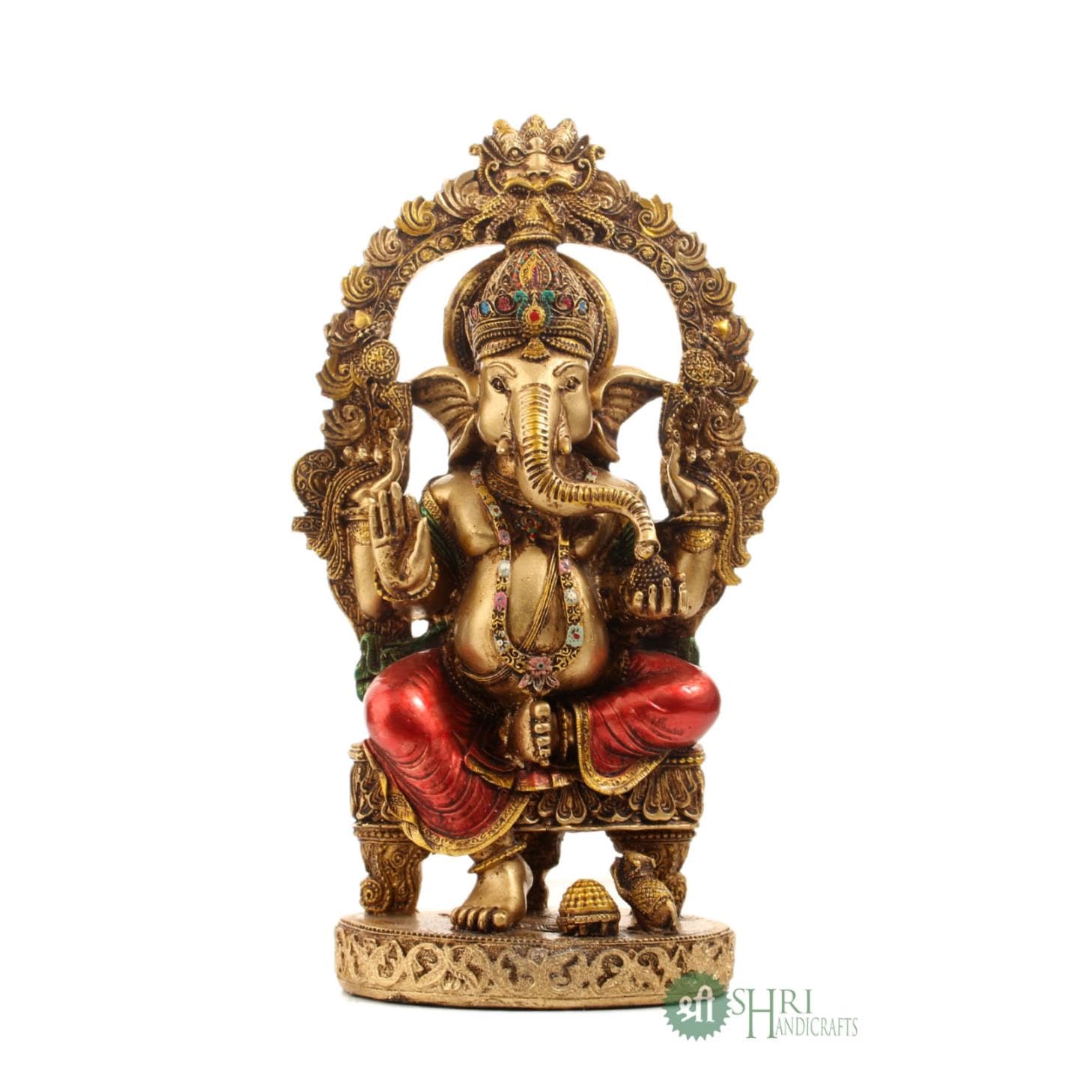 Profound Craft Resin 10 Ganesh Mehrav Copper Finish Hindu God Statue Ganpati Ganesh Idol Figurine Decoration And Pooja Gifting P