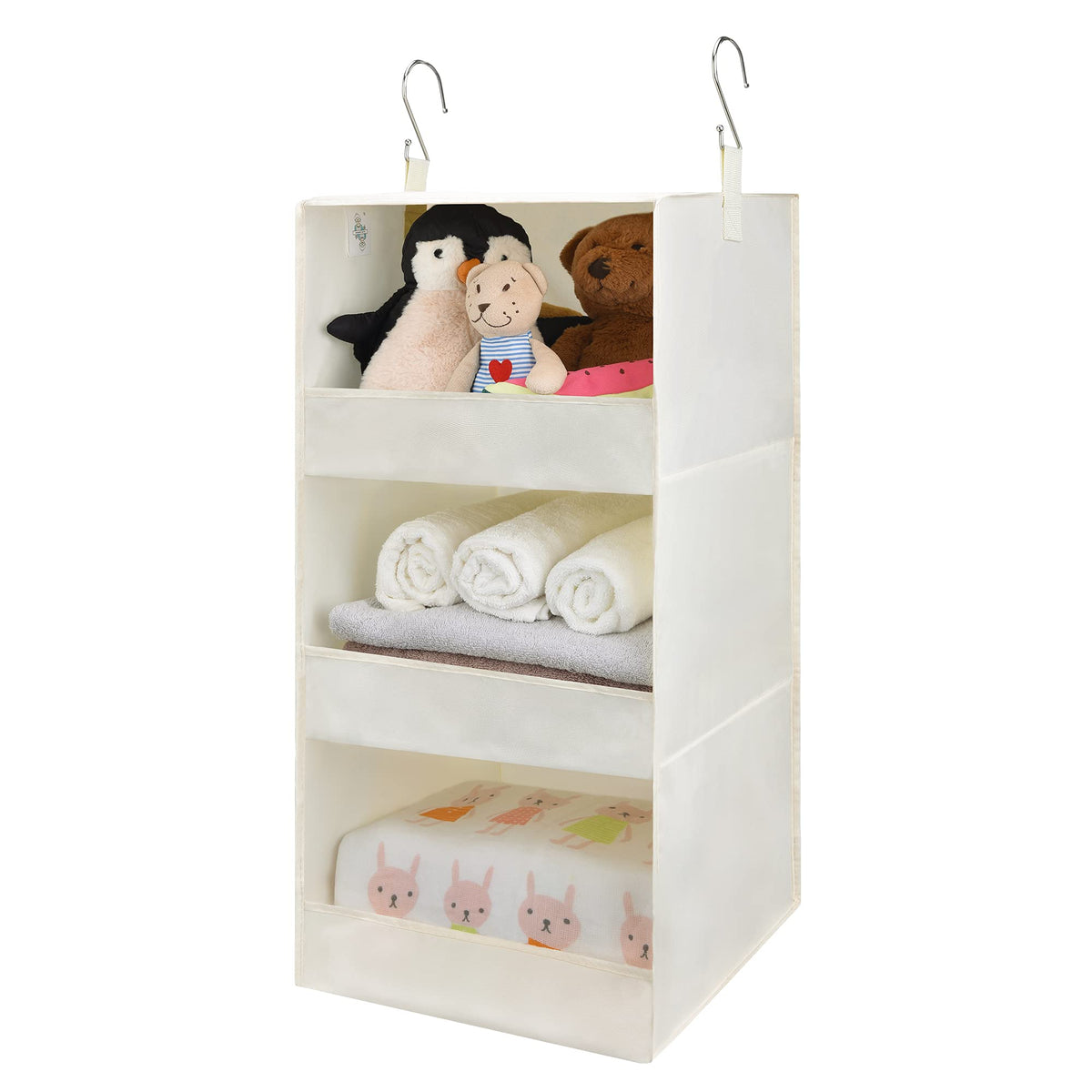 Granny Says 3-Shelf Hanging Organizer, Foldable Hanging Closet Storage, Hanging Shelves For Wardrobes & Rv Closet, Beige, 29 ''