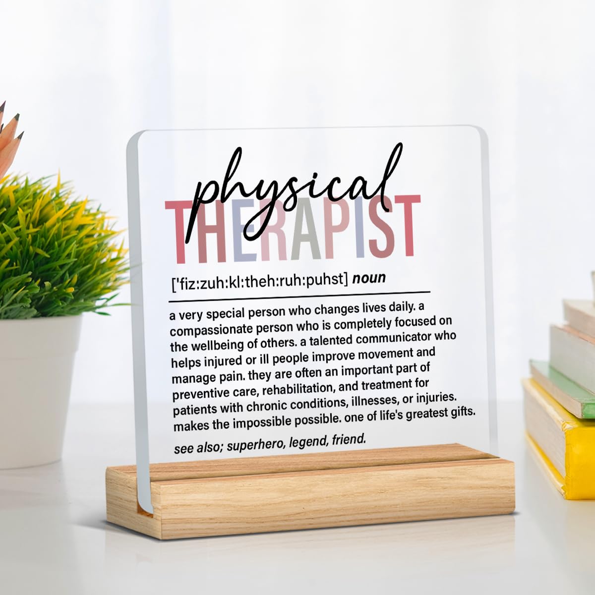 Physical Therapist Gifts for Men Women, Thank You Appreciate Gifts, Retirement Gift, Physical Therapist Definition Acrylic Desk