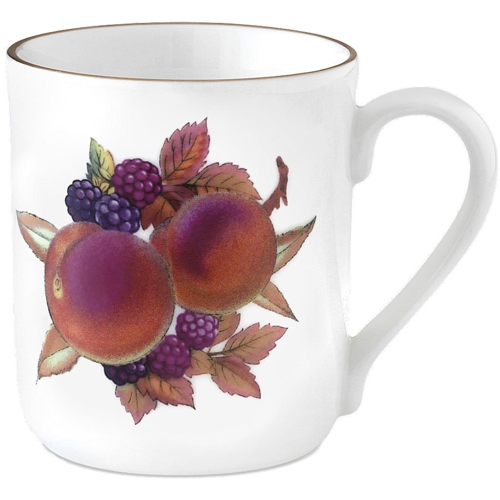 Royal Worcester Evesham Gold Mug With Peach And Blackberry Motif