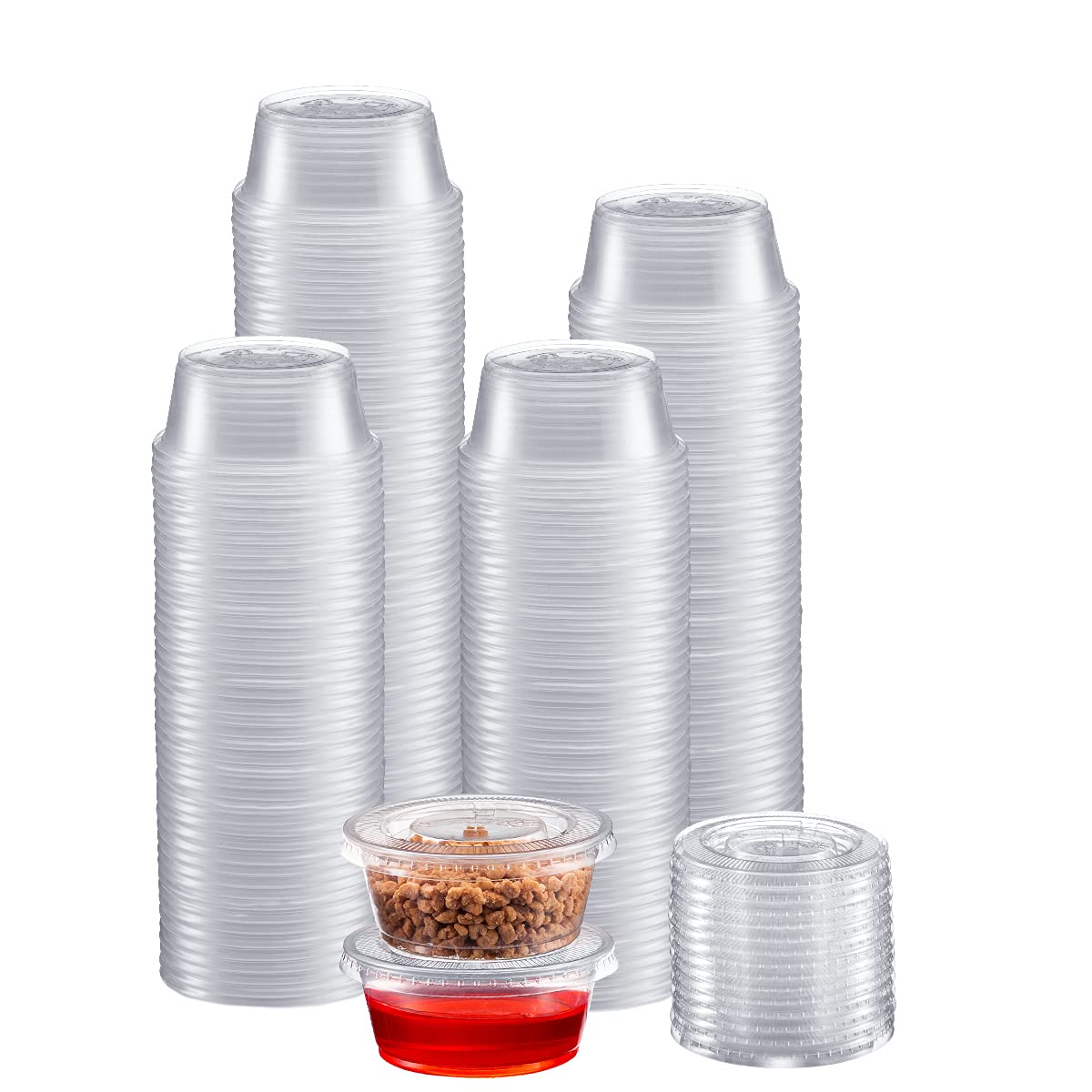 Zeml Portion Cups with Lids (2 Ounces, 200 Pack) | Disposable Plastic Cups for Meal Prep, Portion Control, Salad Dressing, Jello