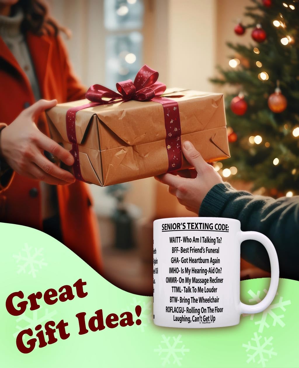 Retirement Mug Senior's Texting Code Office Humor 11oz Ceramic Coffee Mug White