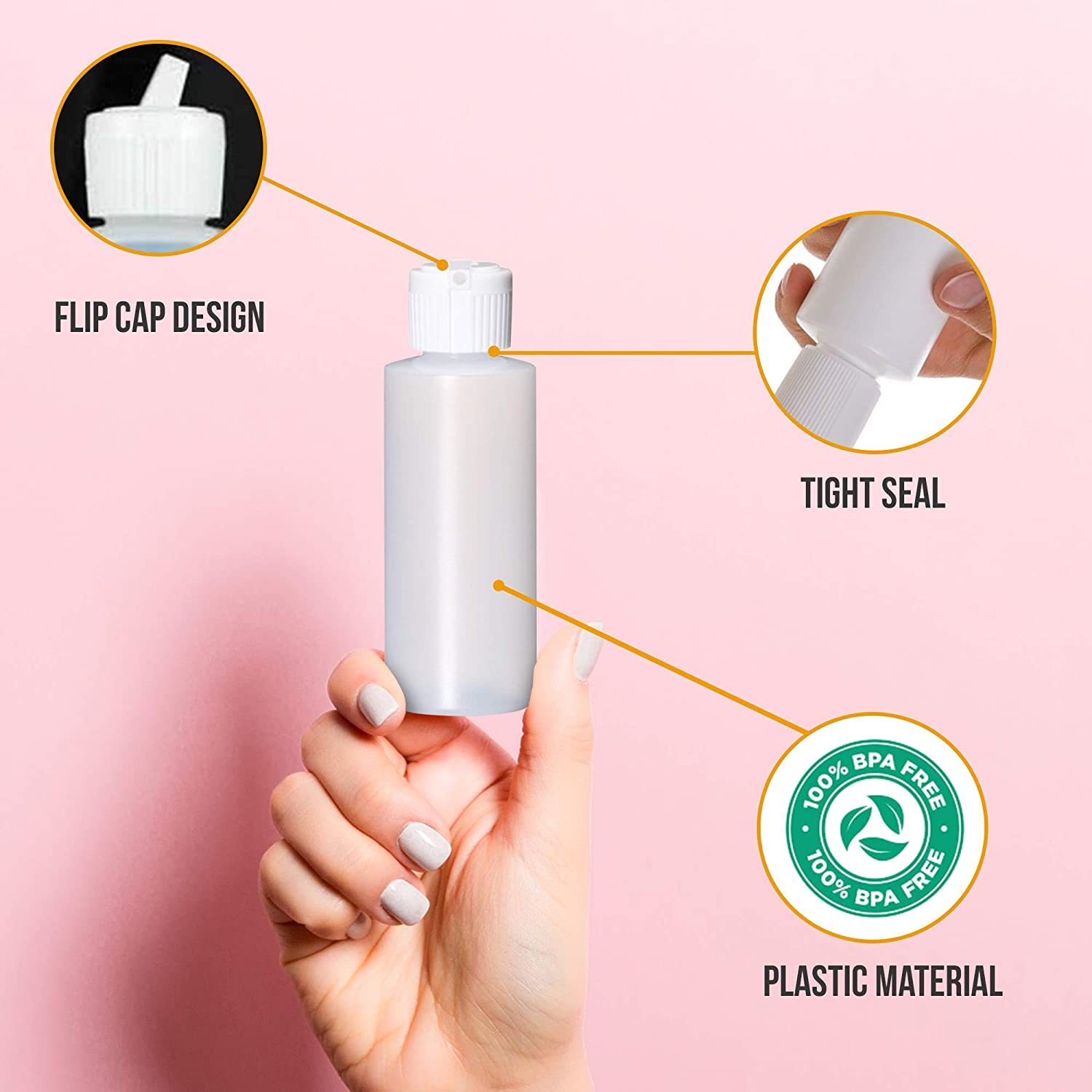 Plastic Cylinder Bottles with Flip Top Pour Spout - BPA-Free & Refillable Containers- Durable, Affordable Price - Store Lotion a