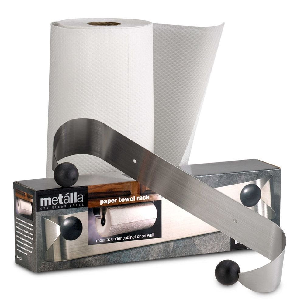 Prodyne Under Cabinet Paper Towel Holder, Silver And Black Small