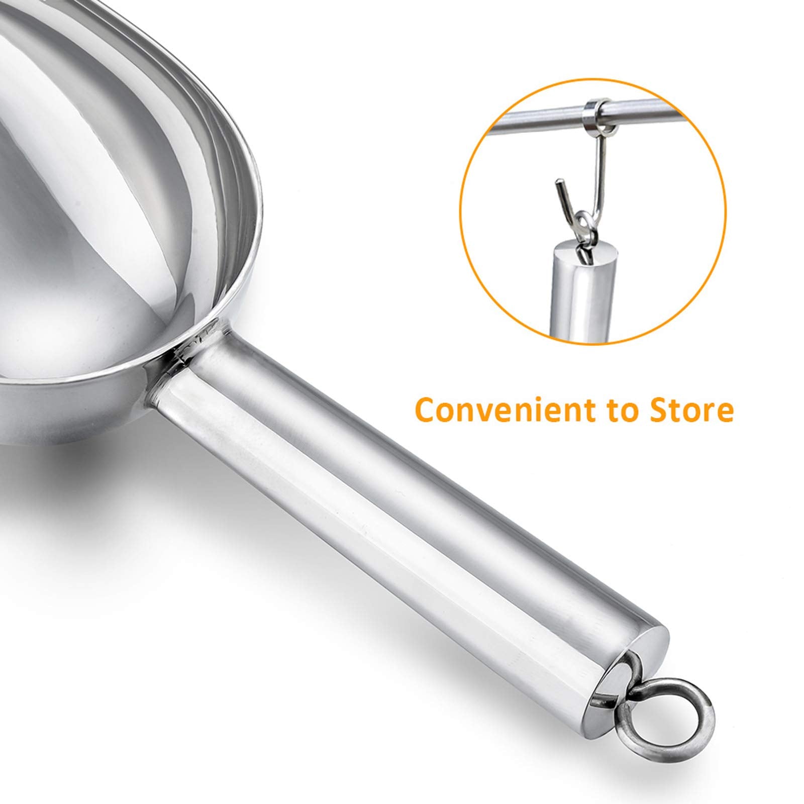 Stainless Steel Scoop Set Of 3 (3-5-8 Ounce), E-Far Small Metal Scoops For Candy/Flour/Dry Goods/Sugar/Ice Cube, Heavy Gauge Kit