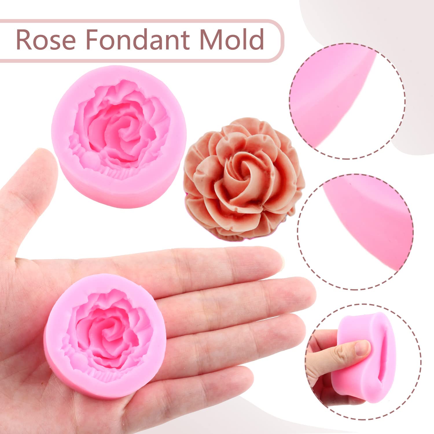 Miyahouse 3D Bloom Rose Flower Fondant Silicone Molds For Cake Decoration Cupcake Topper Candy Chocolate Polymer Clay Soap Candl
