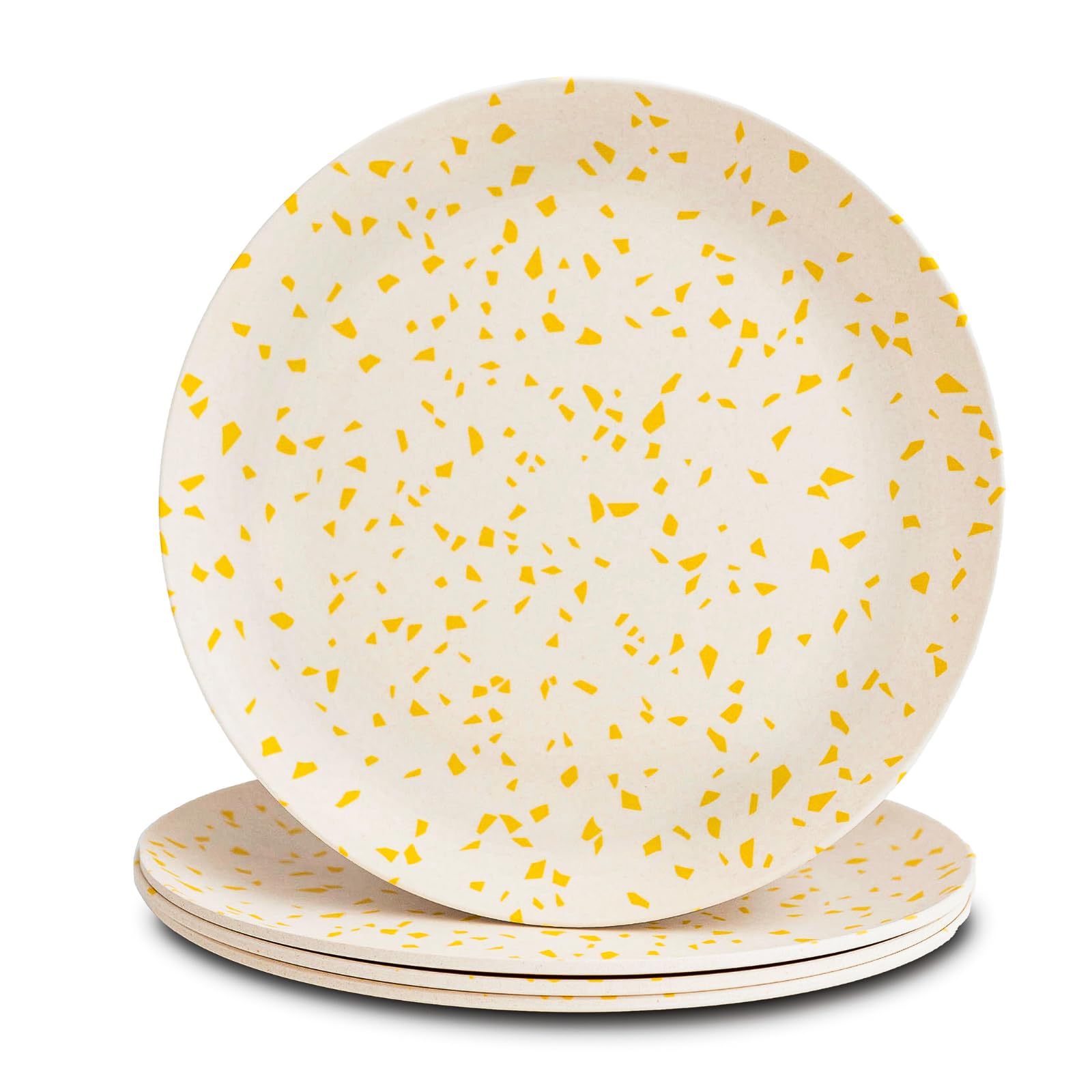 Nook Theory 4 Pack Reusable Bamboo Plates - Non-Toxic Toddler and Kids Plate, Dishwasher Safe, Not Microwavable Dinnerware (Terr