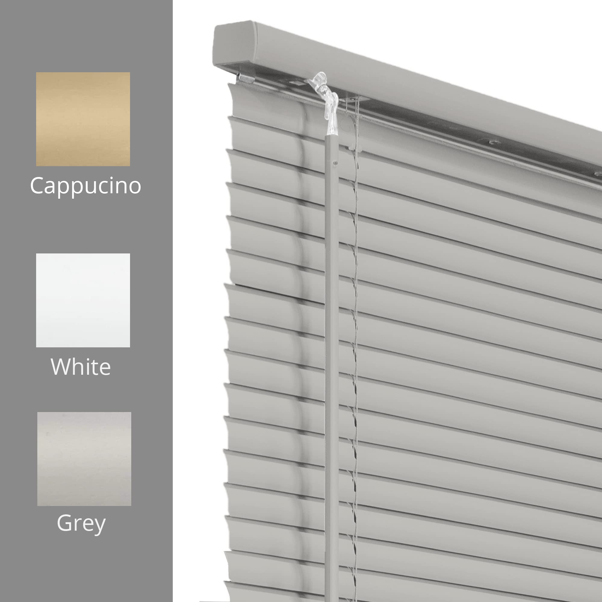CHICOLOGY Mini Blinds for Indoor Windows - 70W x 48H, Gray Horizontal Vinyl Blinds | Cordless | Easy to Install | Sleek Low-Prof
