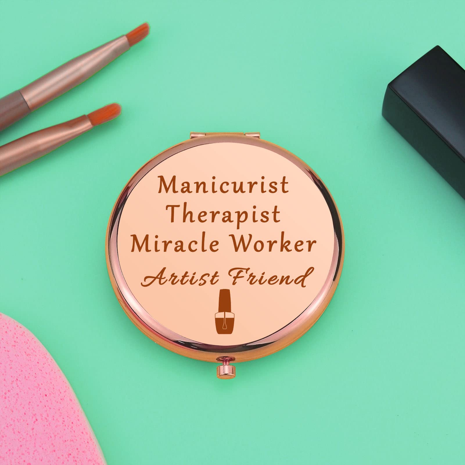 Nail Technician Gift Thank You Gift Compact Makeup Mirror For Beautician Nail Boss Nail Artist Gifts For Women Manicurist Gift N