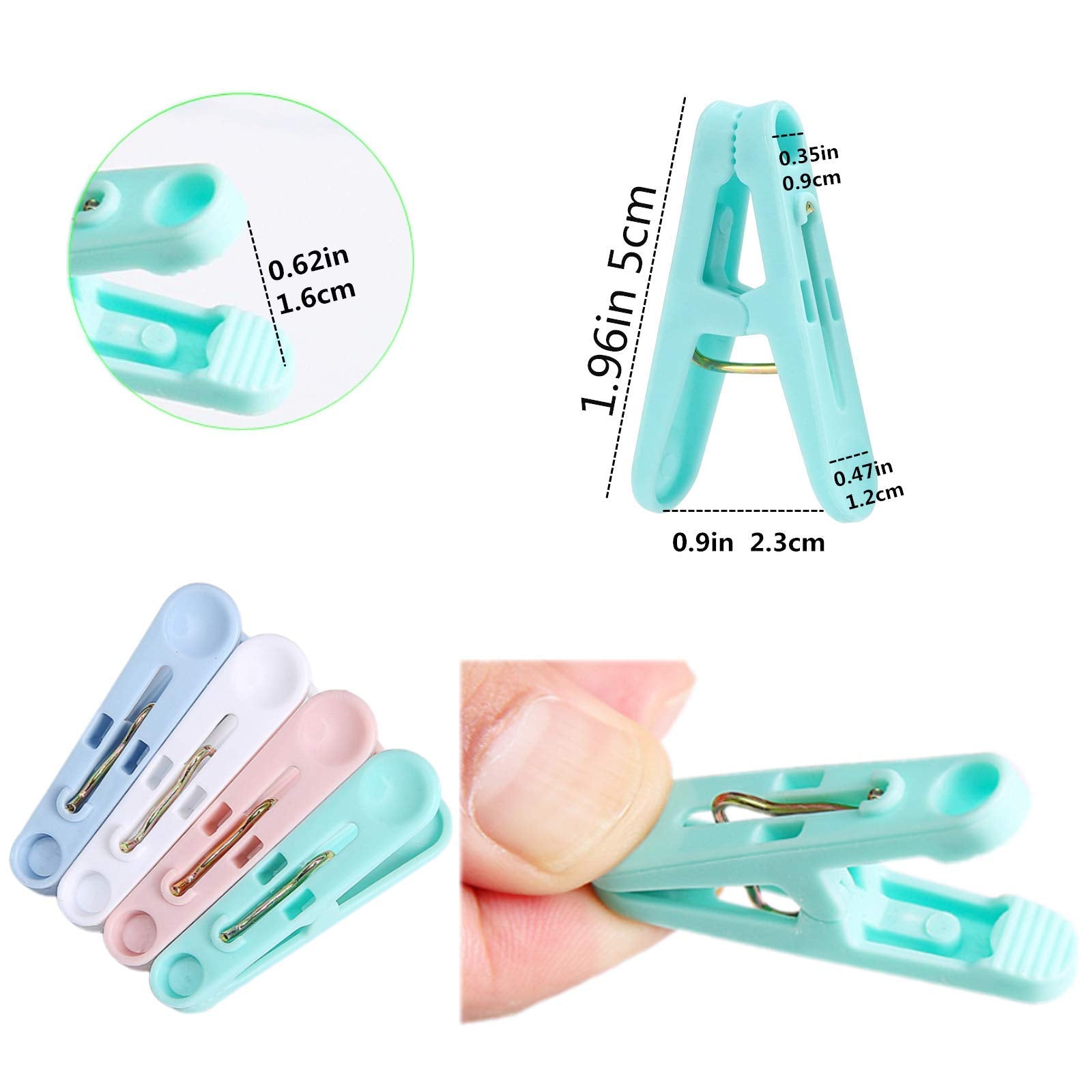 Plastic Clothes Pins Laundry Clips 56 Pcs Colorful Clothespins 2 inch Small Clothes Pin with Clothespin Bag Clothespins for Hanging Clothes 4 Colors Cloths Pins Drying Line Pegs for Kitchen