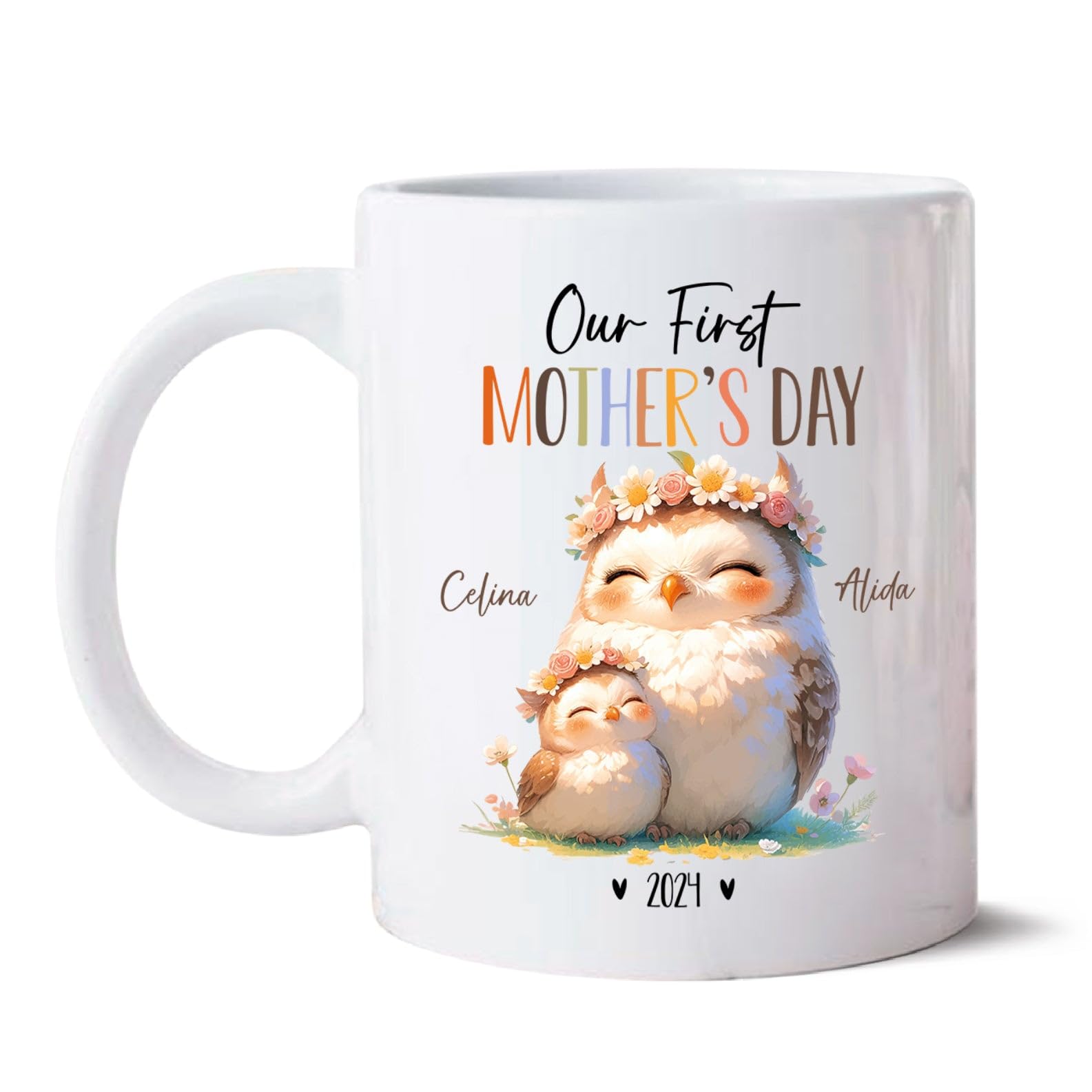 Owl Animal Mug For Owl Lover, Mommy And Baby Owl Ceramic Mug, Our First Mothers Day Coffee Cup, Custom Mummy & Baby Owl Porcelai